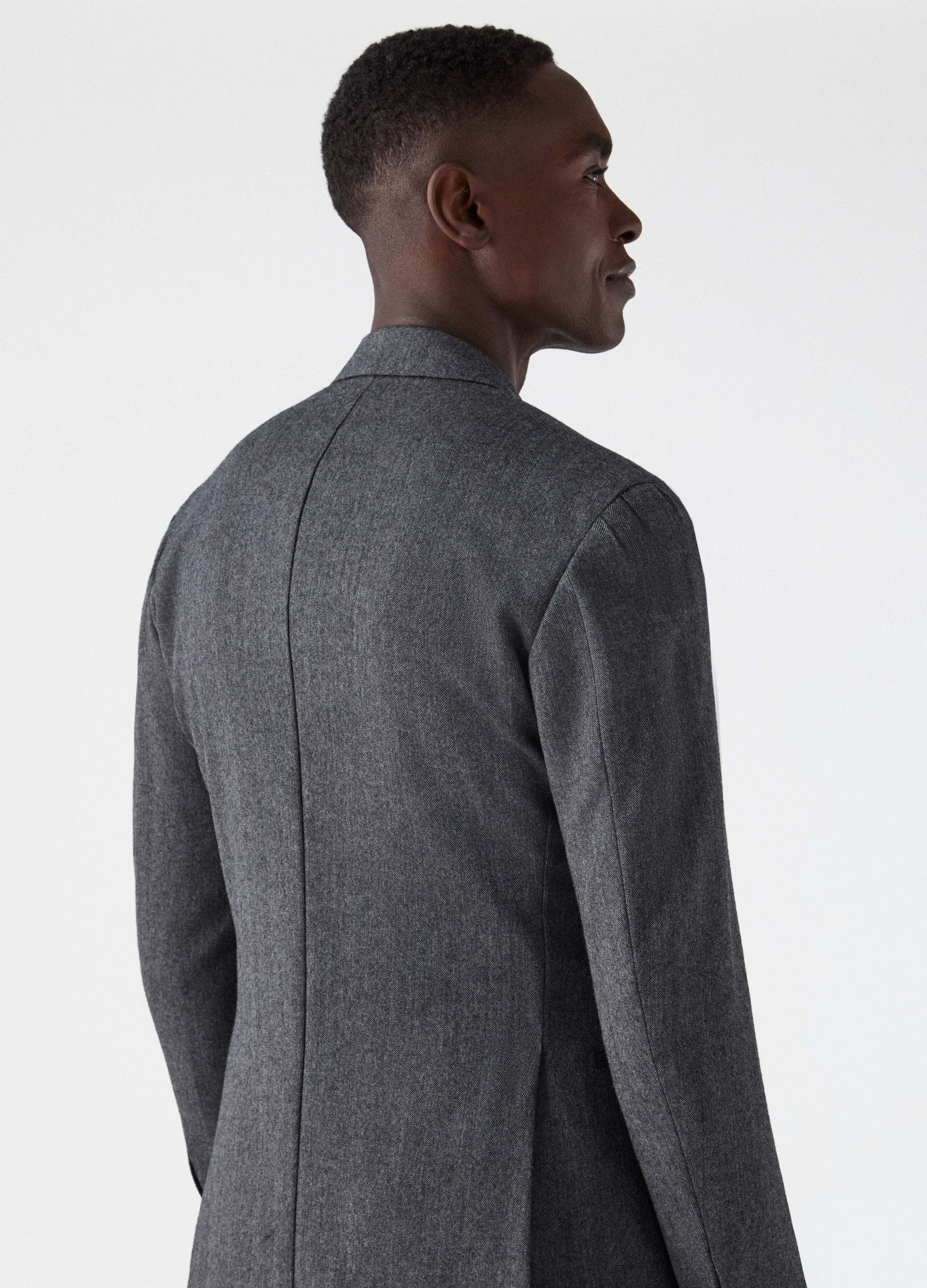 Don Herringbone Suit Jacket - Mid Grey