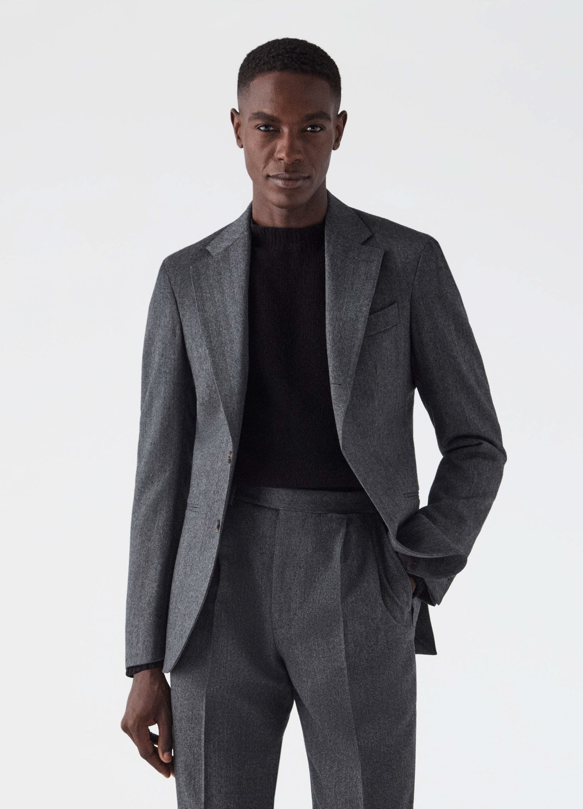 Don Herringbone Suit Jacket - Mid Grey Berg & Berg