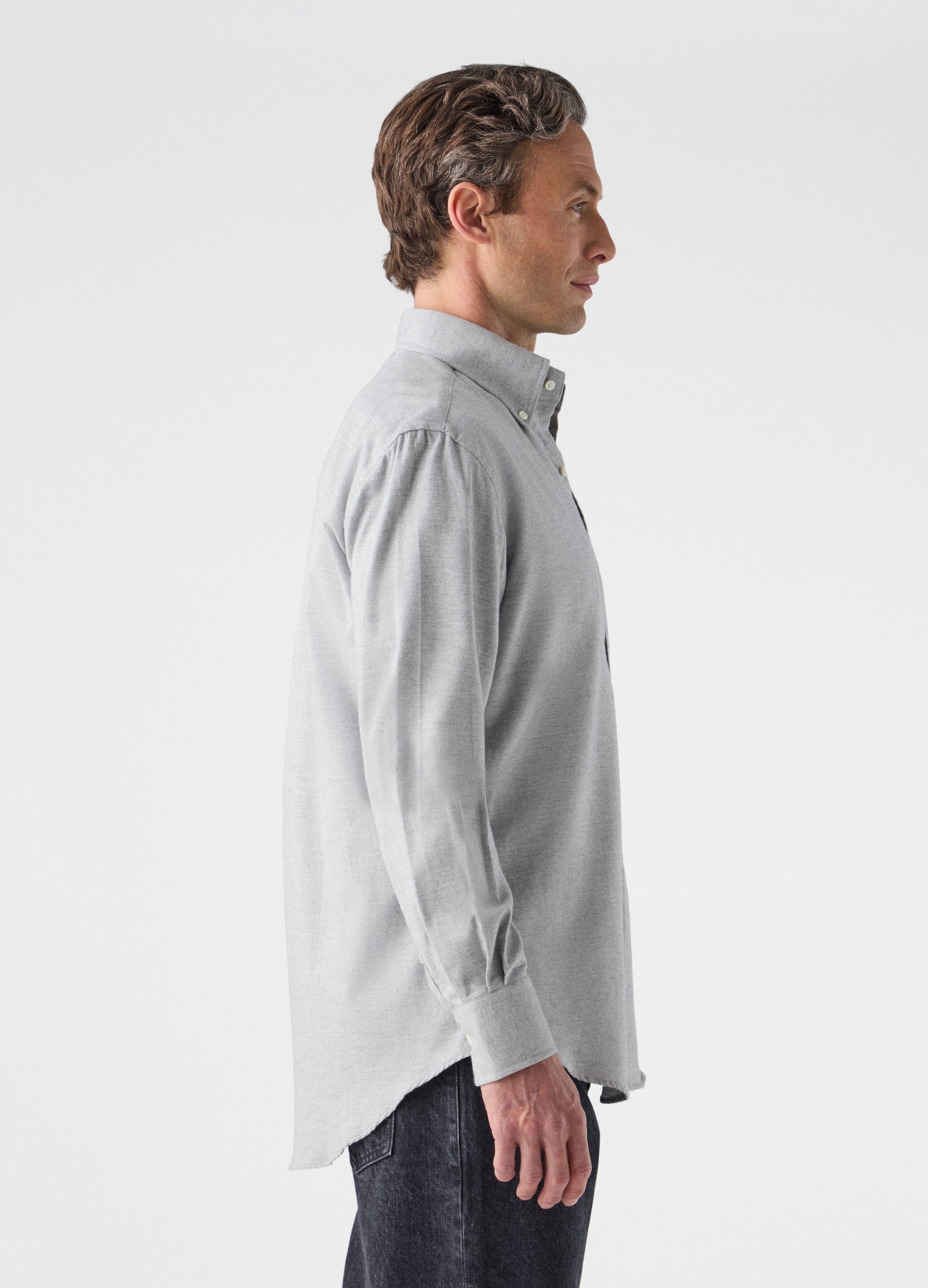Ferdinand Cotton/Cashmere Button Down Shirt - Light Grey Berg & Berg