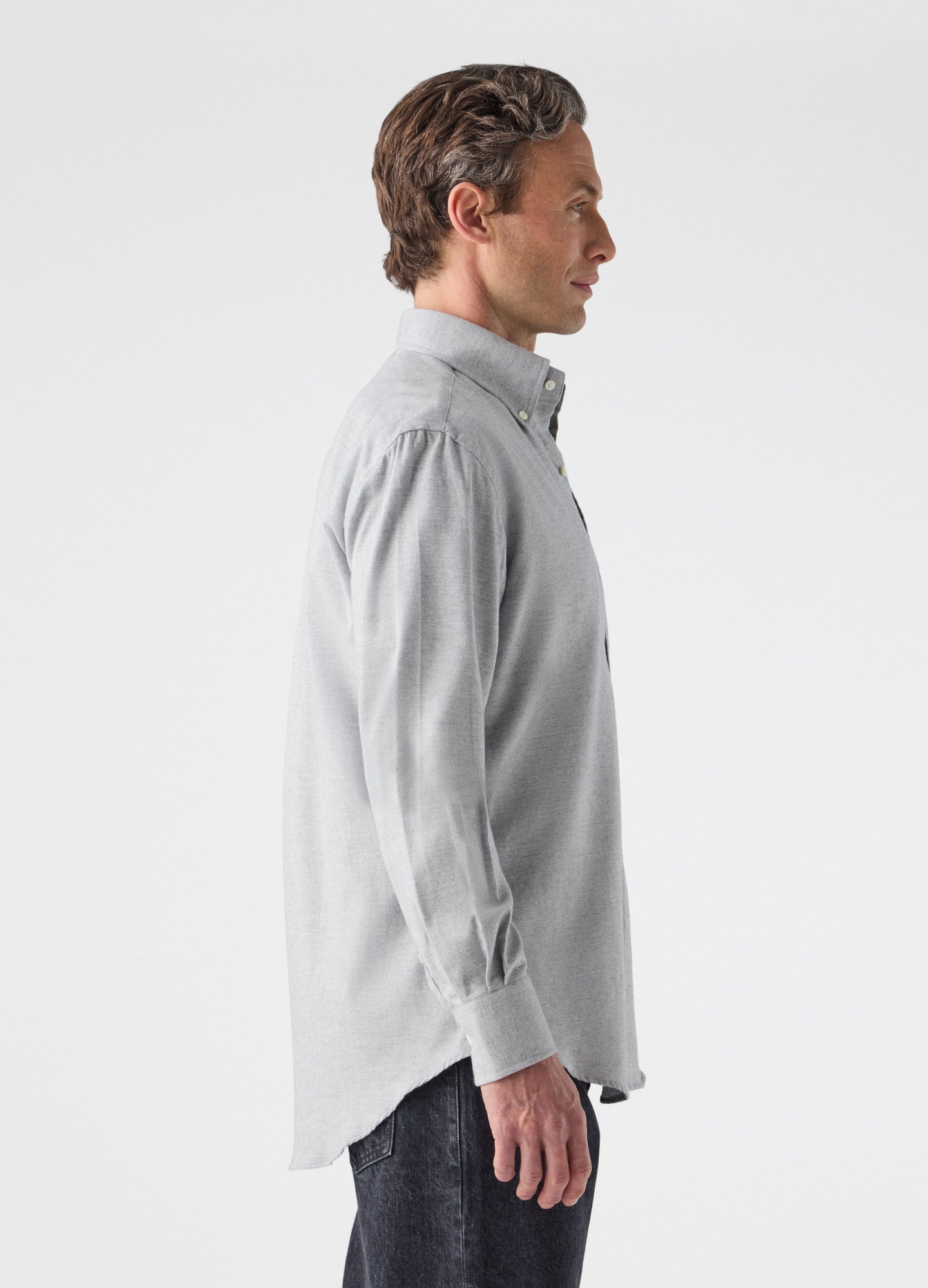 Ferdinand Cotton/Cashmere Button Down Shirt - Light Grey