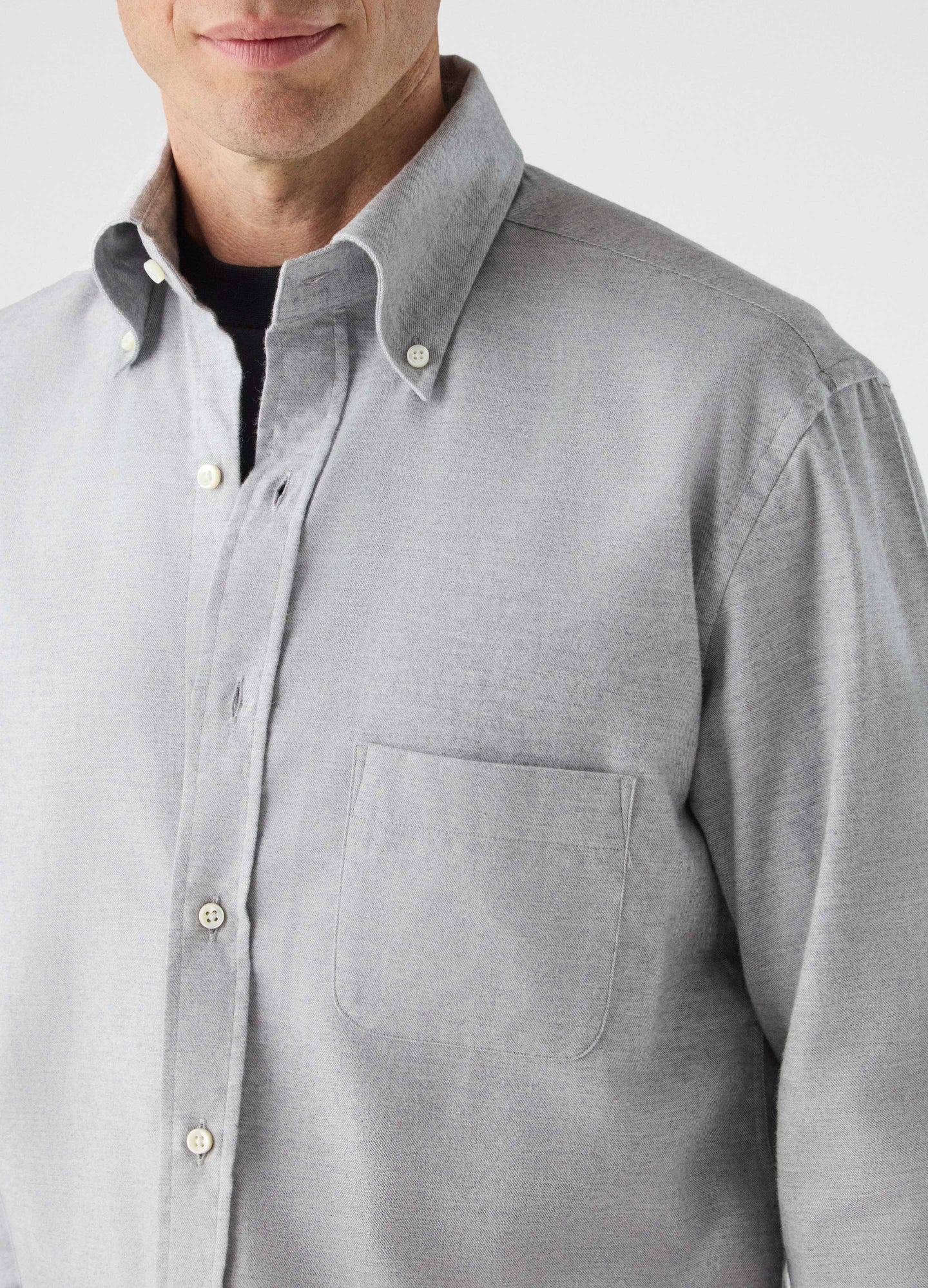 Ferdinand Cotton/Cashmere Button Down Shirt - Light Grey