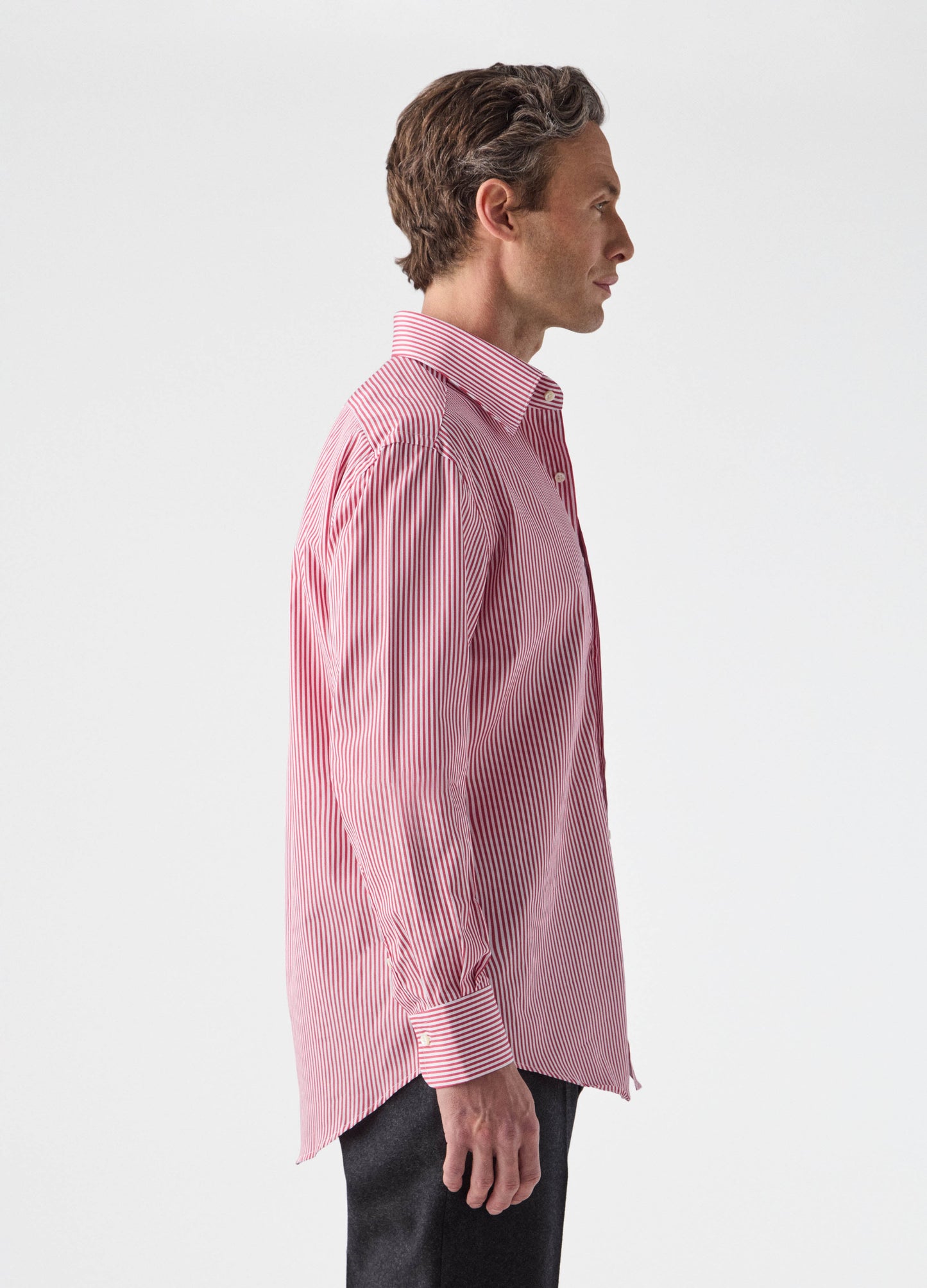Fabian Poplin Turndown Collar Shirt - White/Red Berg & Berg