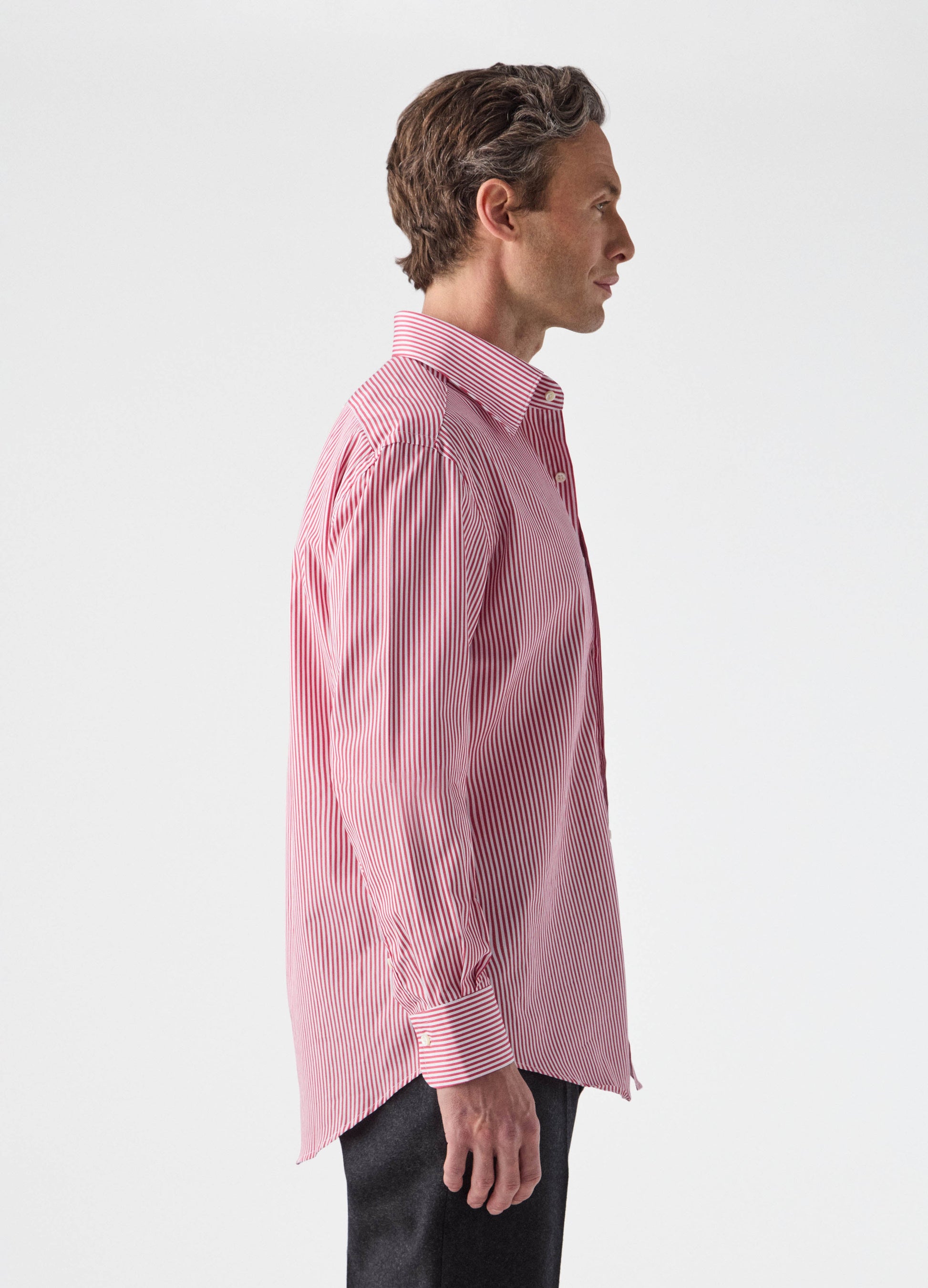 Fabian Poplin Turndown Collar Shirt - White/Red Berg & Berg