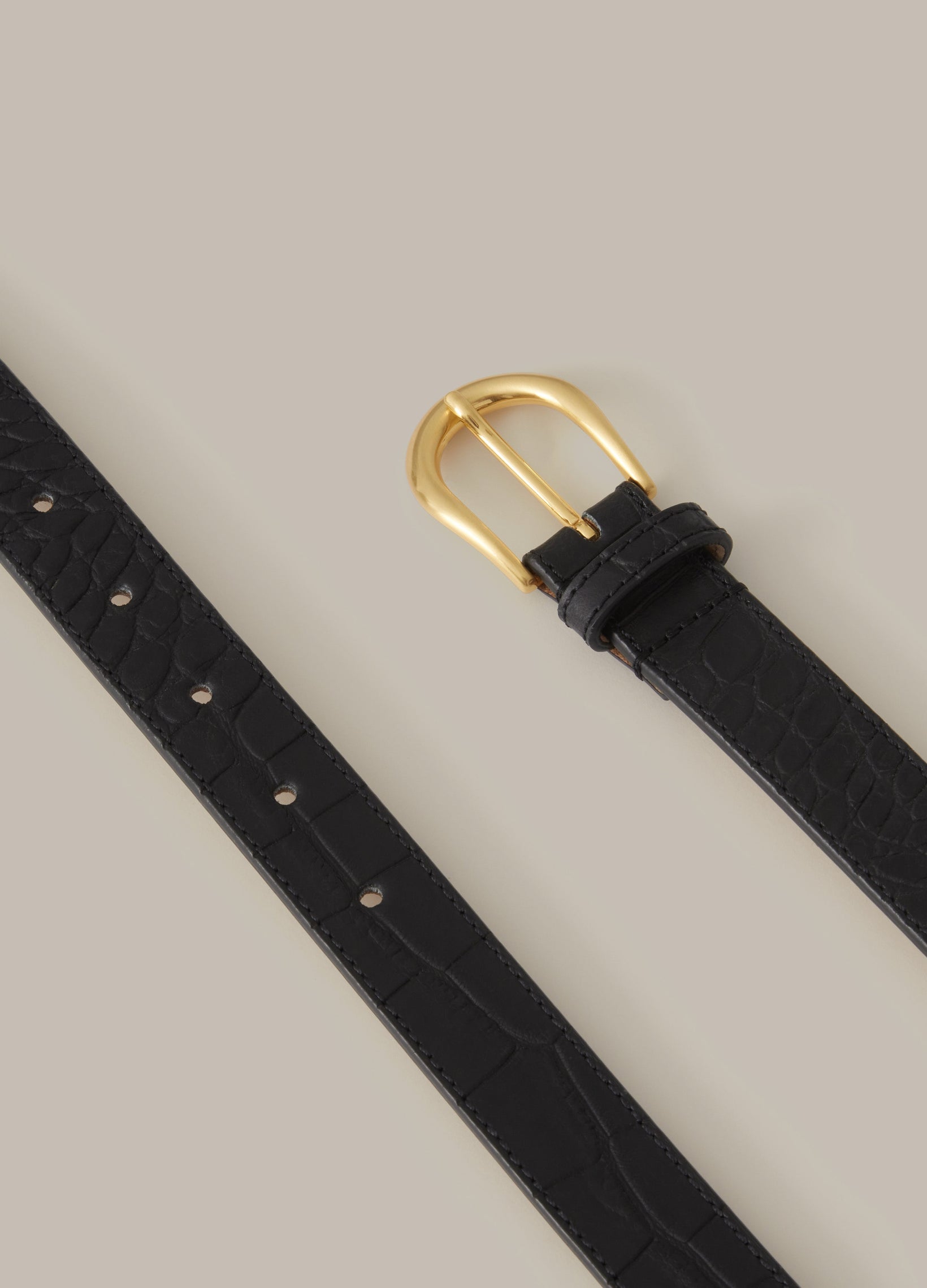 Leather Belt - Black Croco Berg & Berg