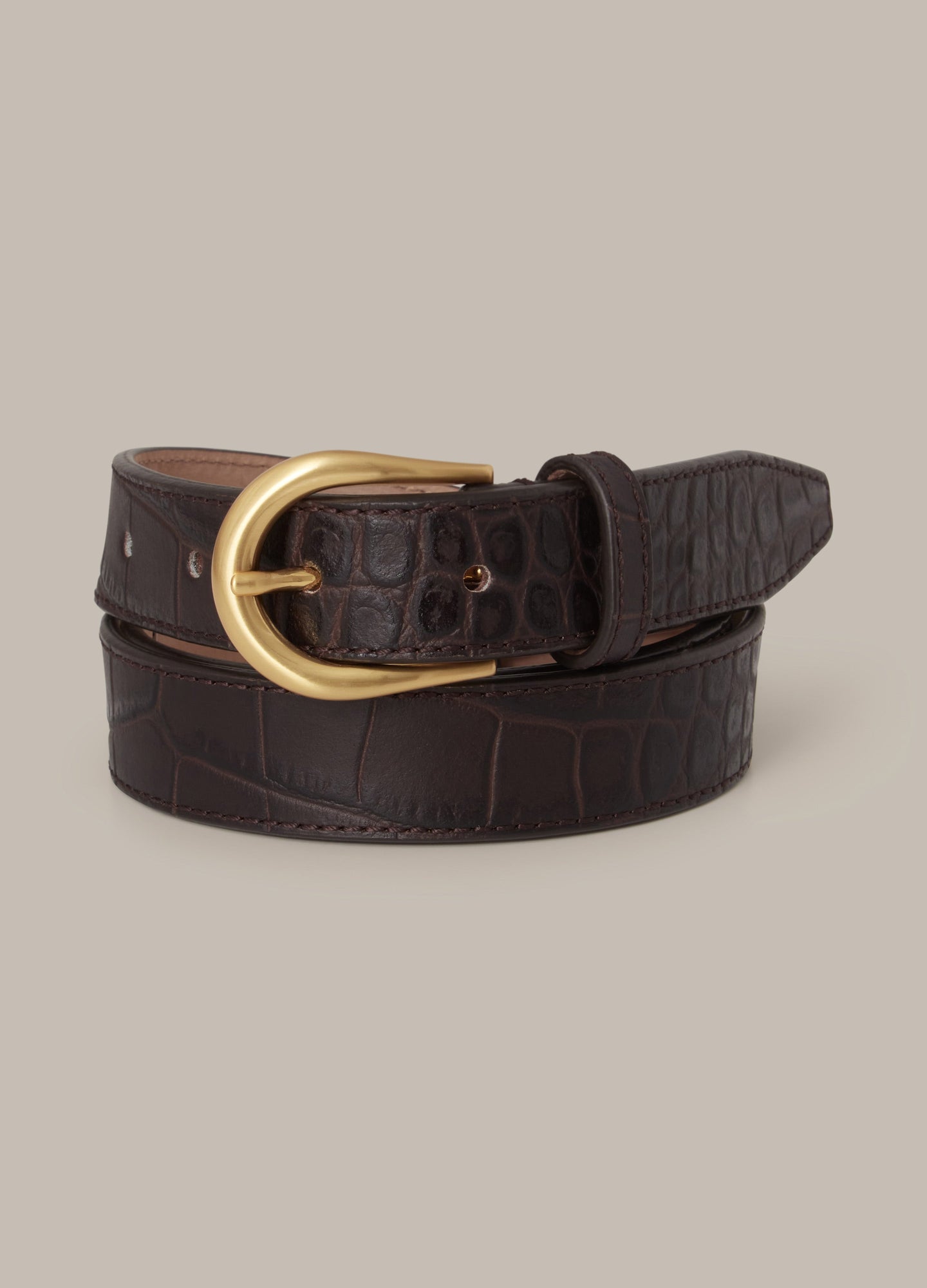 Leather Belt - Dark Brown Croco Berg & Berg