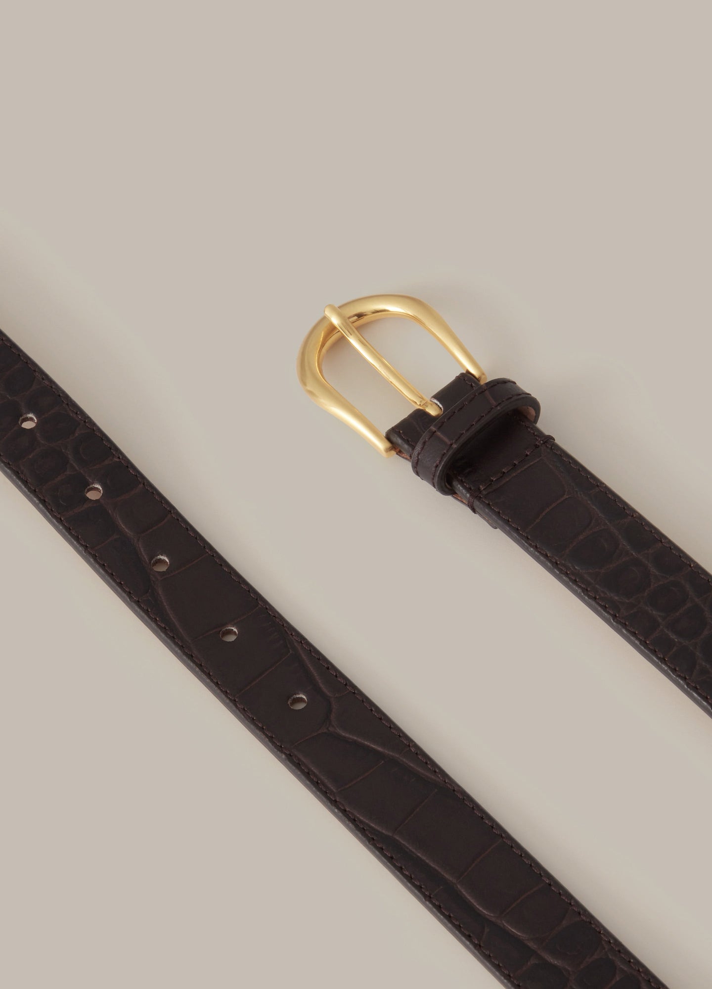 Leather Belt - Dark Brown Croco Berg & Berg