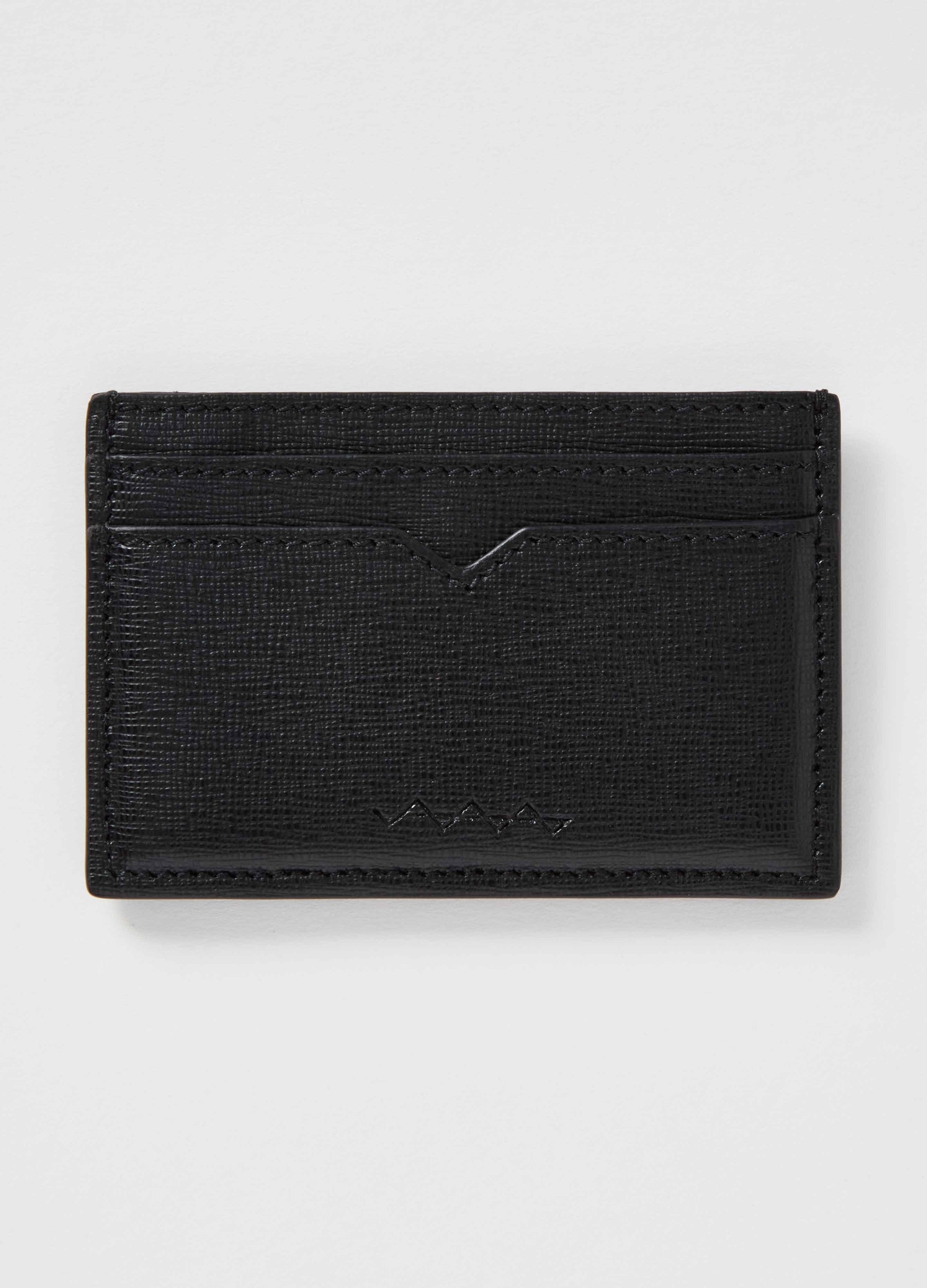 Saffiano Leather Credit Card Case - Black