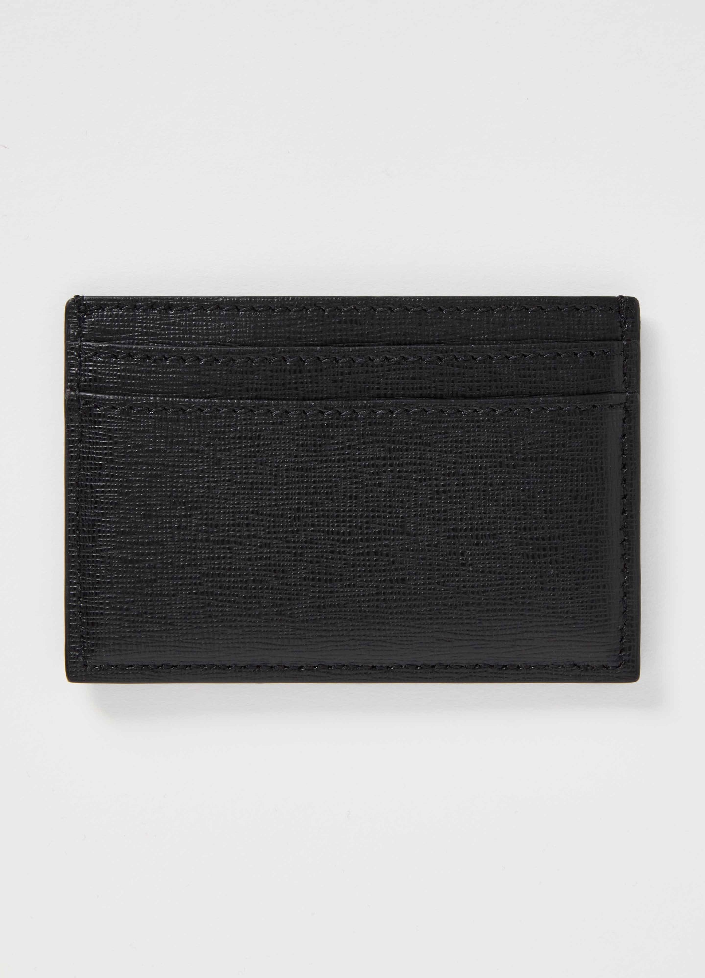 Saffiano Leather Credit Card Case - Black