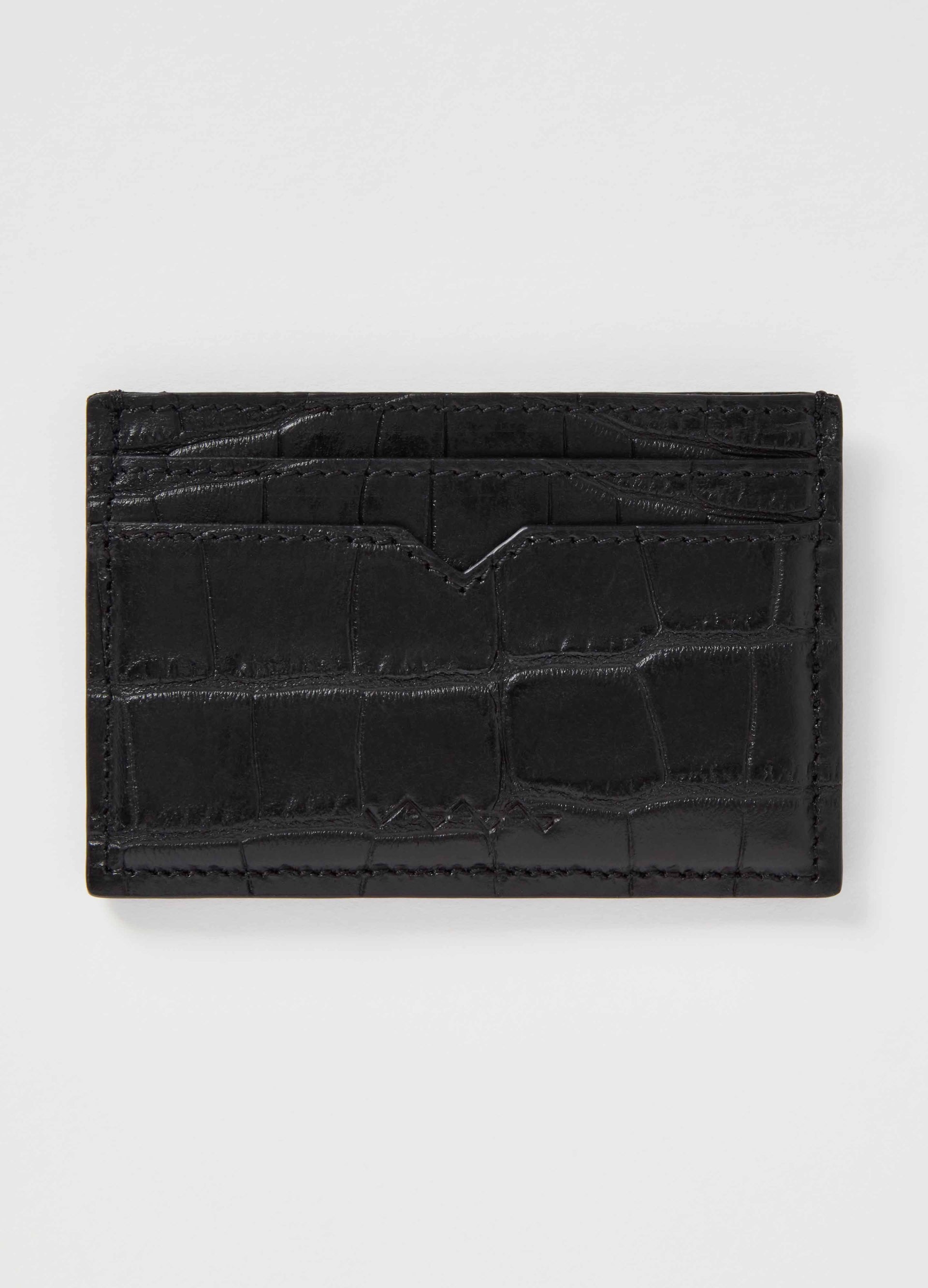 Croco Calf Credit Card Case - Black Berg&Berg