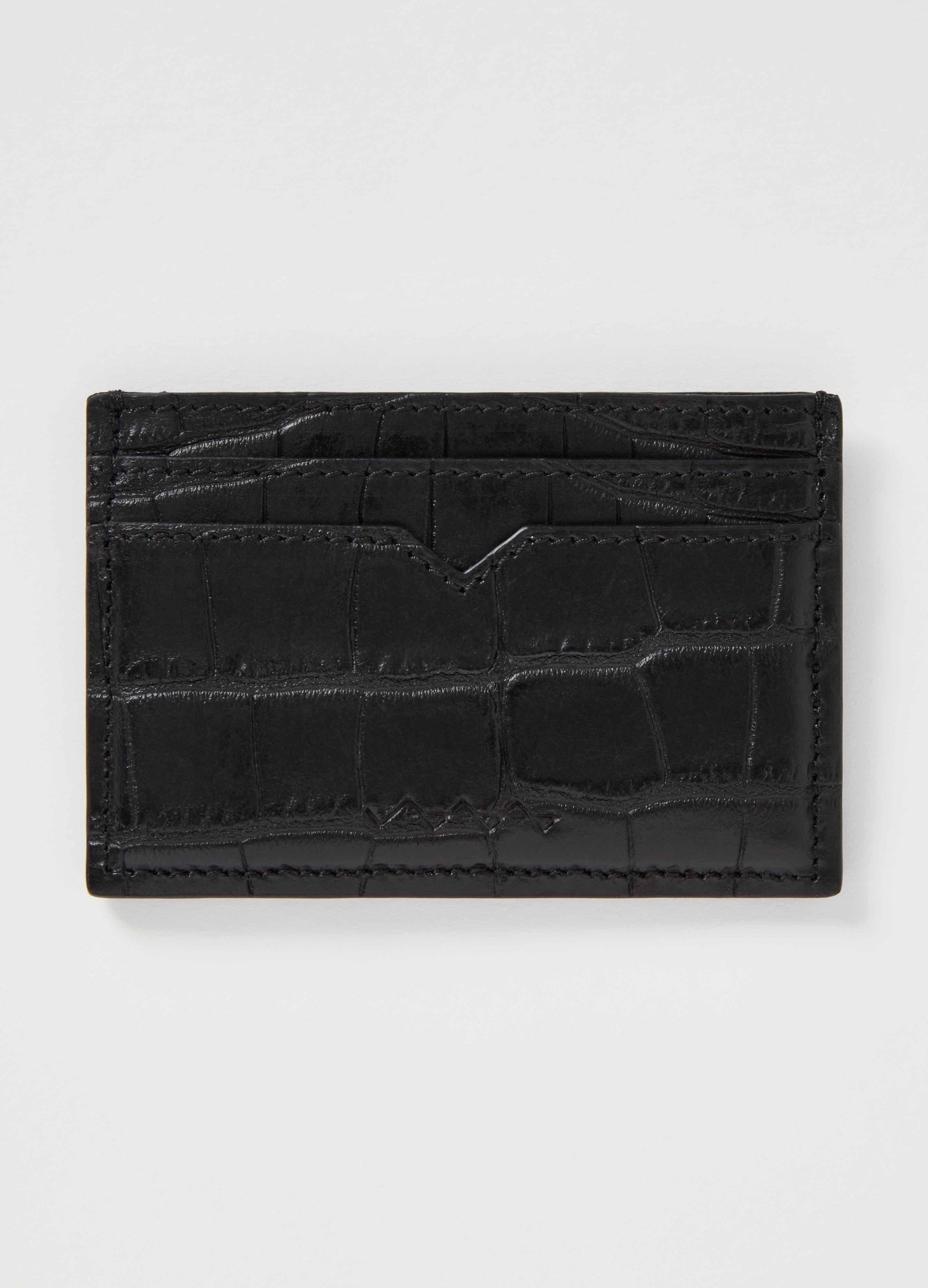 Croco Calf Credit Card Case - Black