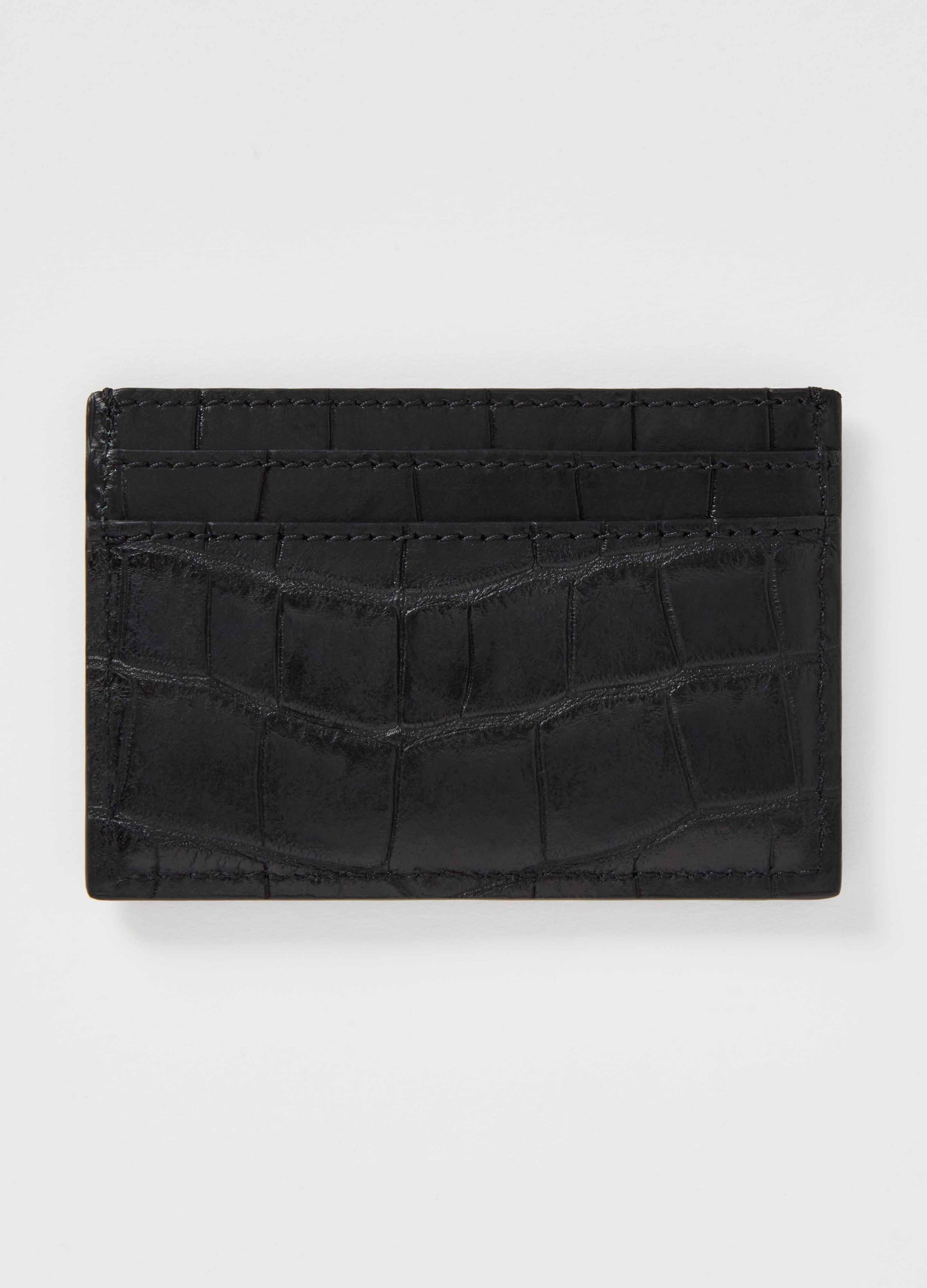 Croco Calf Credit Card Case - Black Berg&Berg