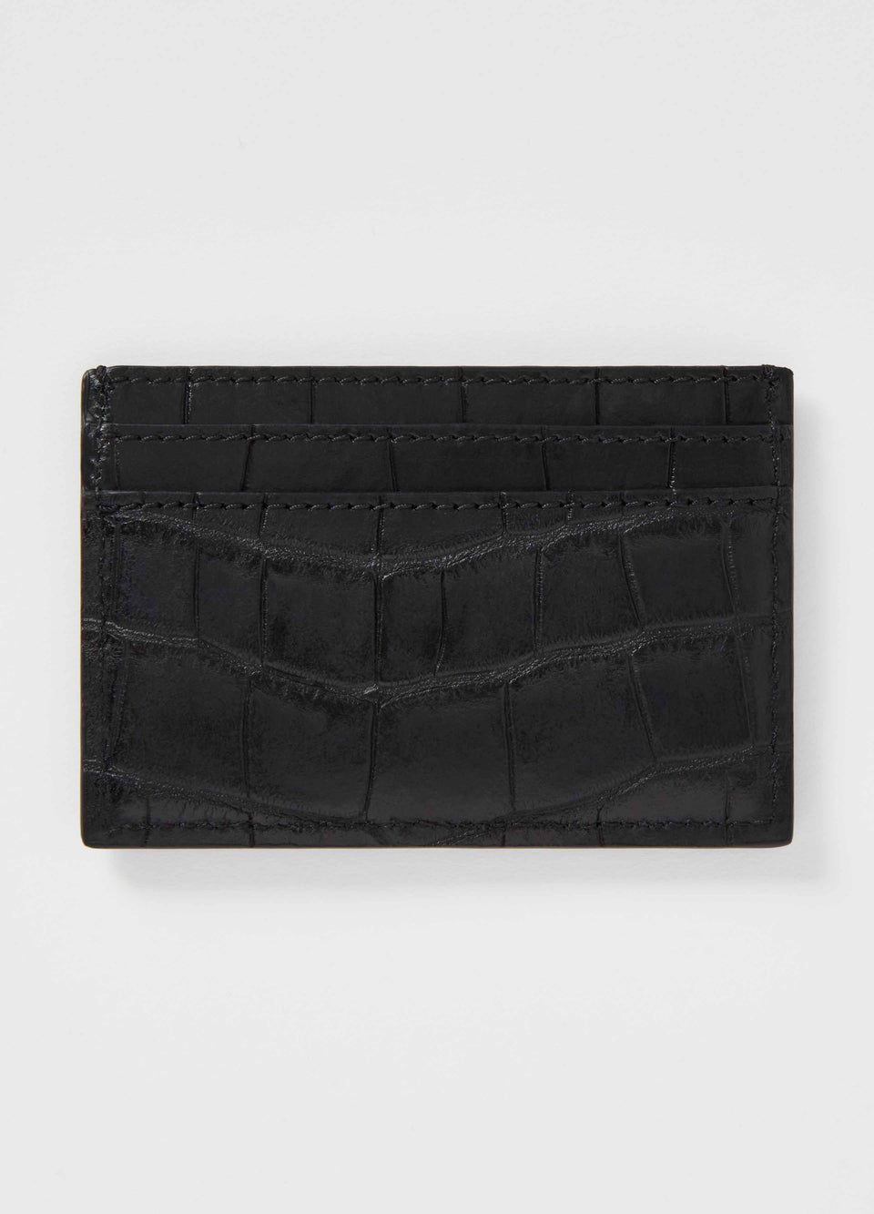 Croco Calf Credit Card Case - Black Berg&Berg