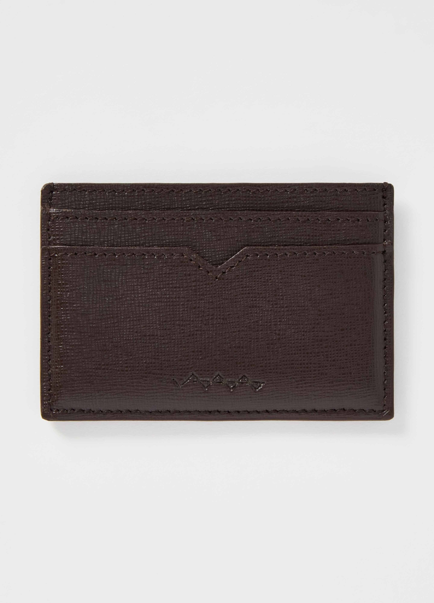 Saffiano Leather Credit Card Case - Dark Brown