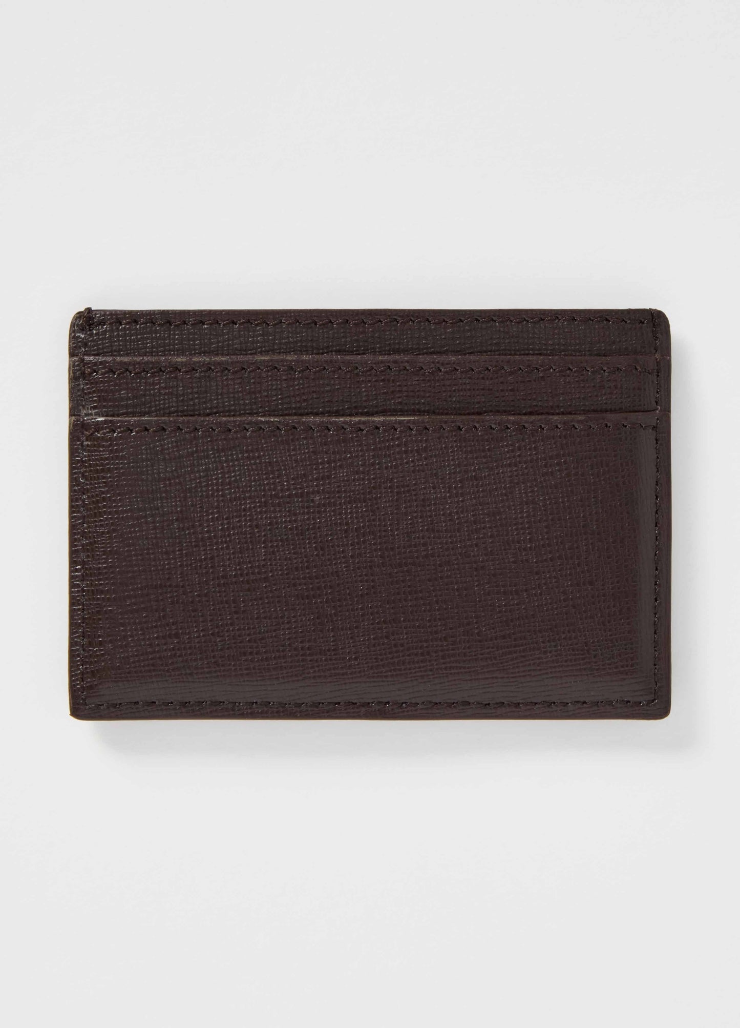 Saffiano Leather Credit Card Case - Dark Brown Berg&Berg