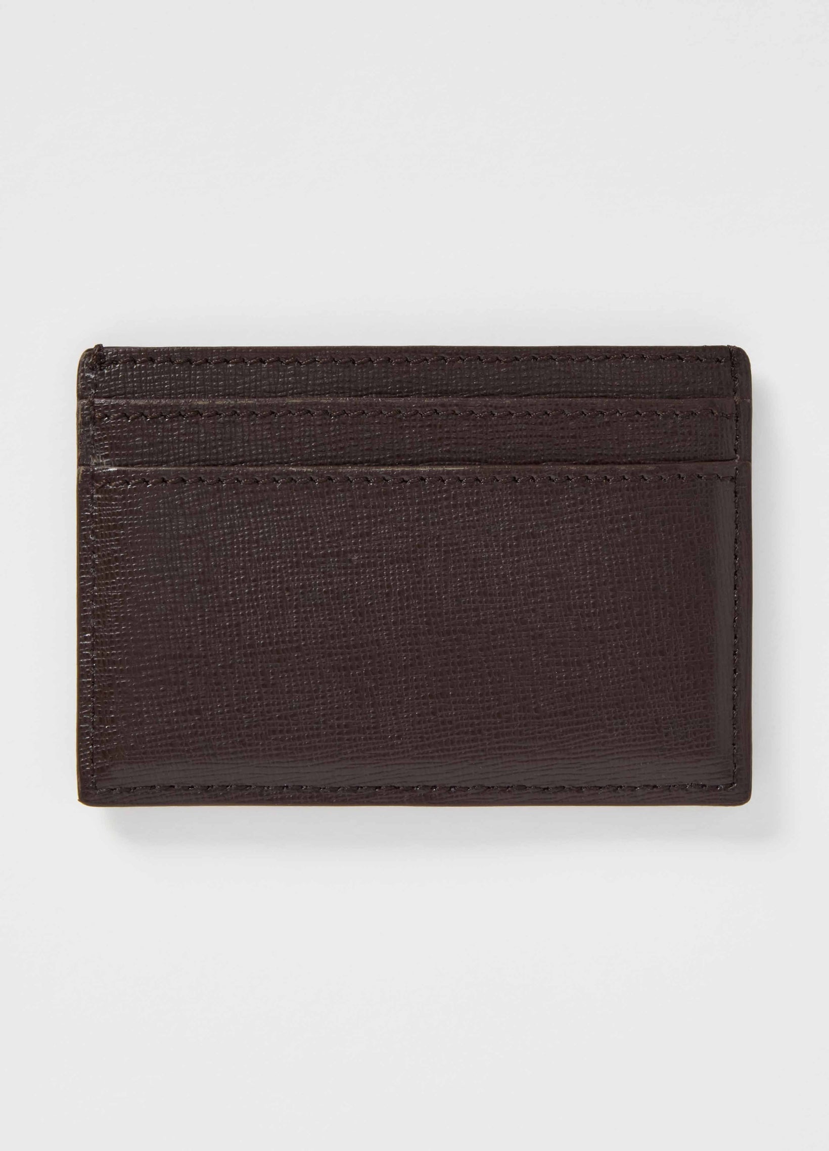 Saffiano Leather Credit Card Case - Dark Brown Berg&Berg