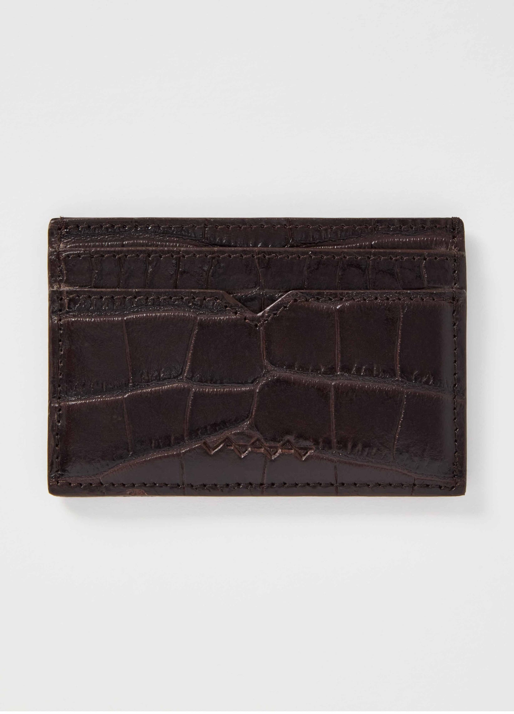 Croco Calf Credit Card Case - Dark Brown Berg&Berg