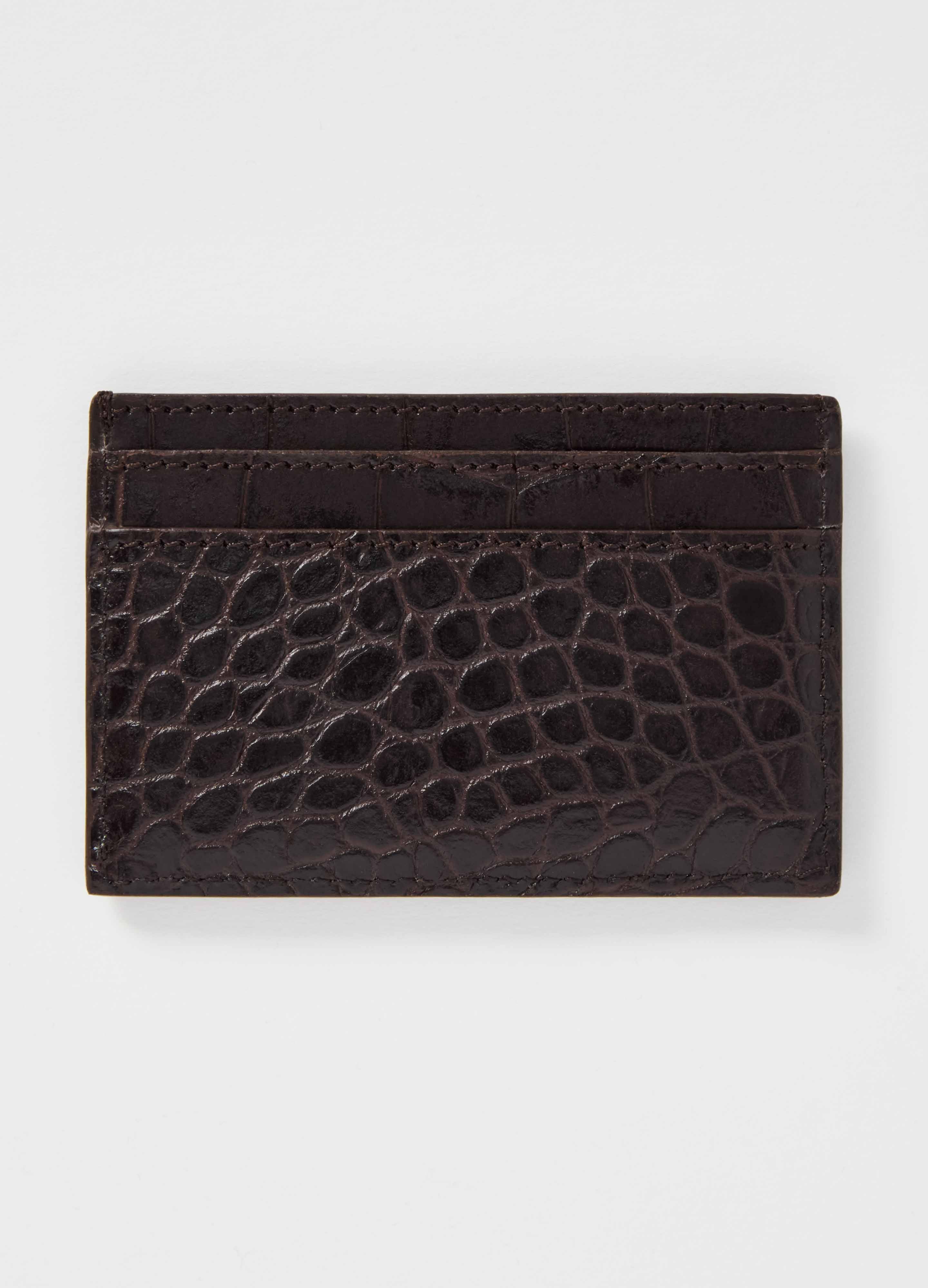 Croco Calf Credit Card Case - Dark Brown Berg&Berg