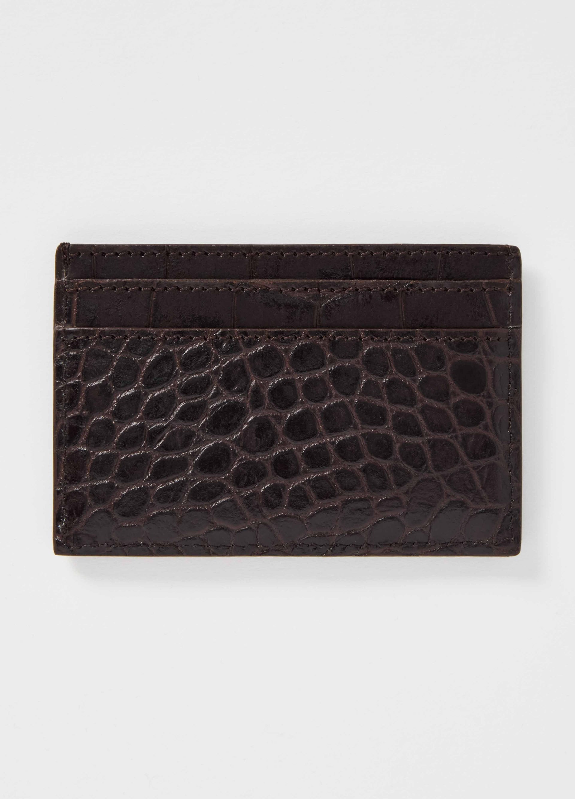 ABYS Genuine Leather Card Holder Wallet - Coffee Brown Button Closure For Men & Women