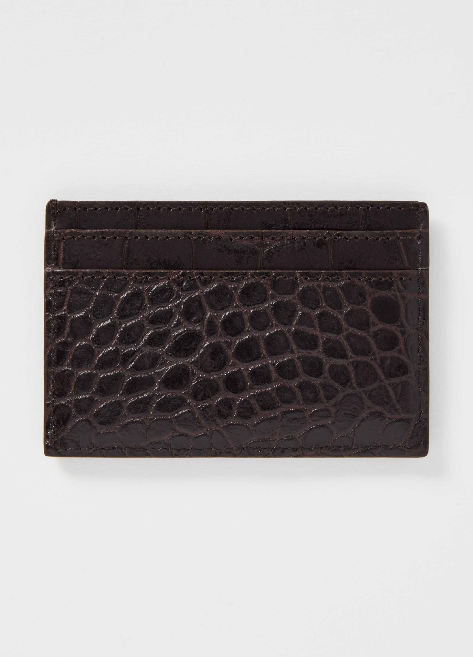 Croco Calf Credit Card Case - Dark Brown Berg&Berg