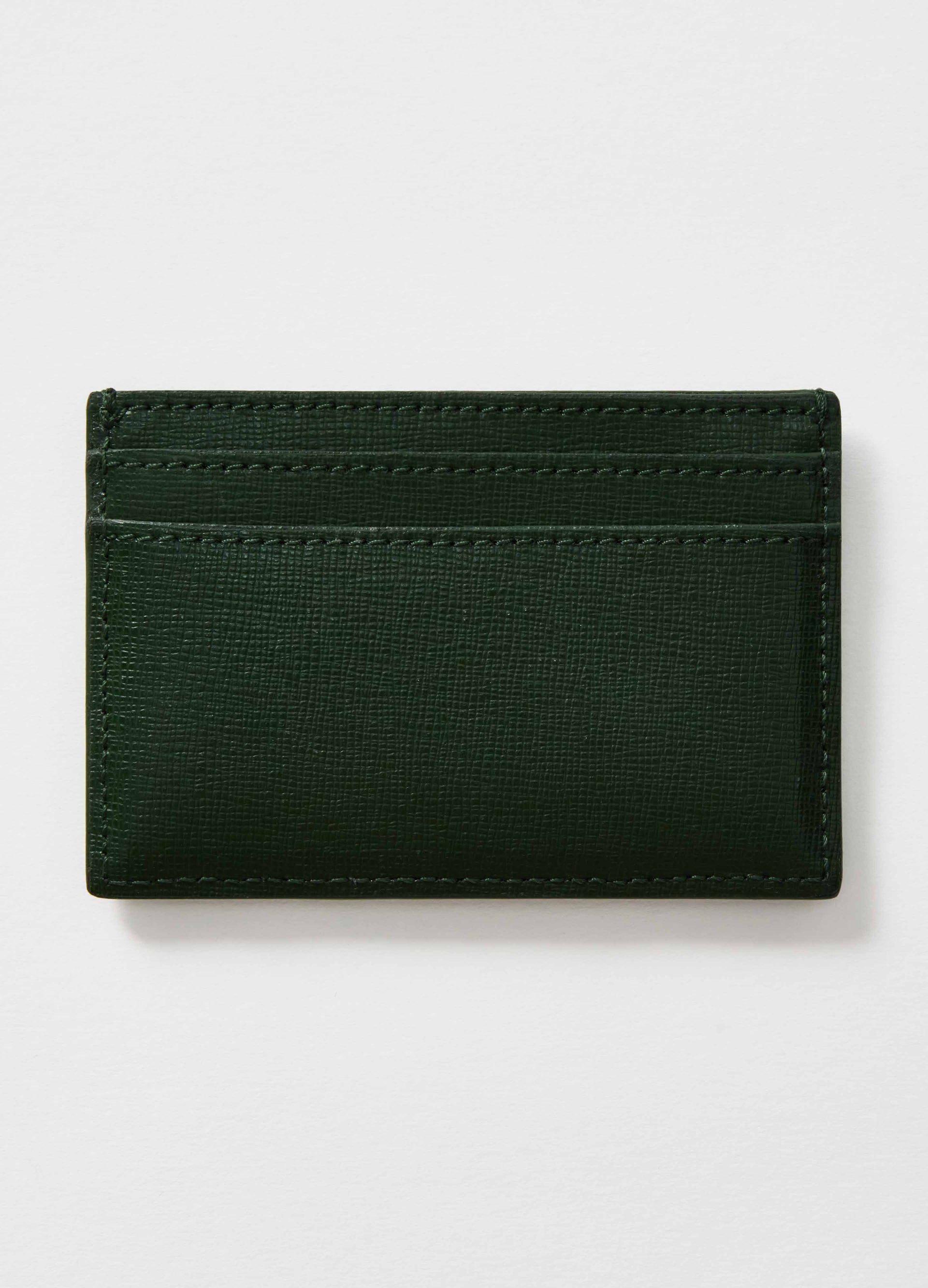 Saffiano Leather Credit Card Case - Bottle Green Berg&Berg