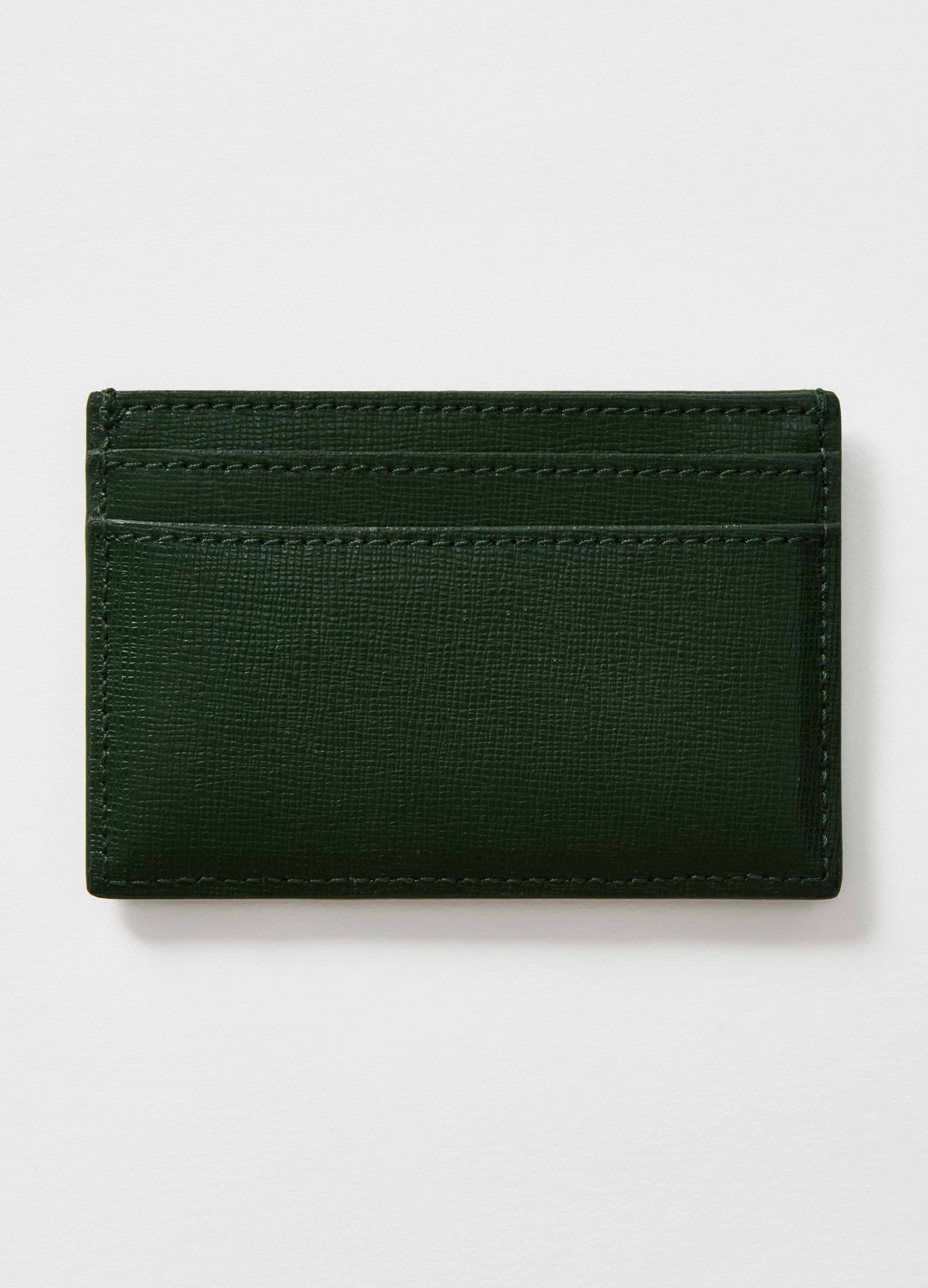 Saffiano Leather Credit Card Case - Bottle Green