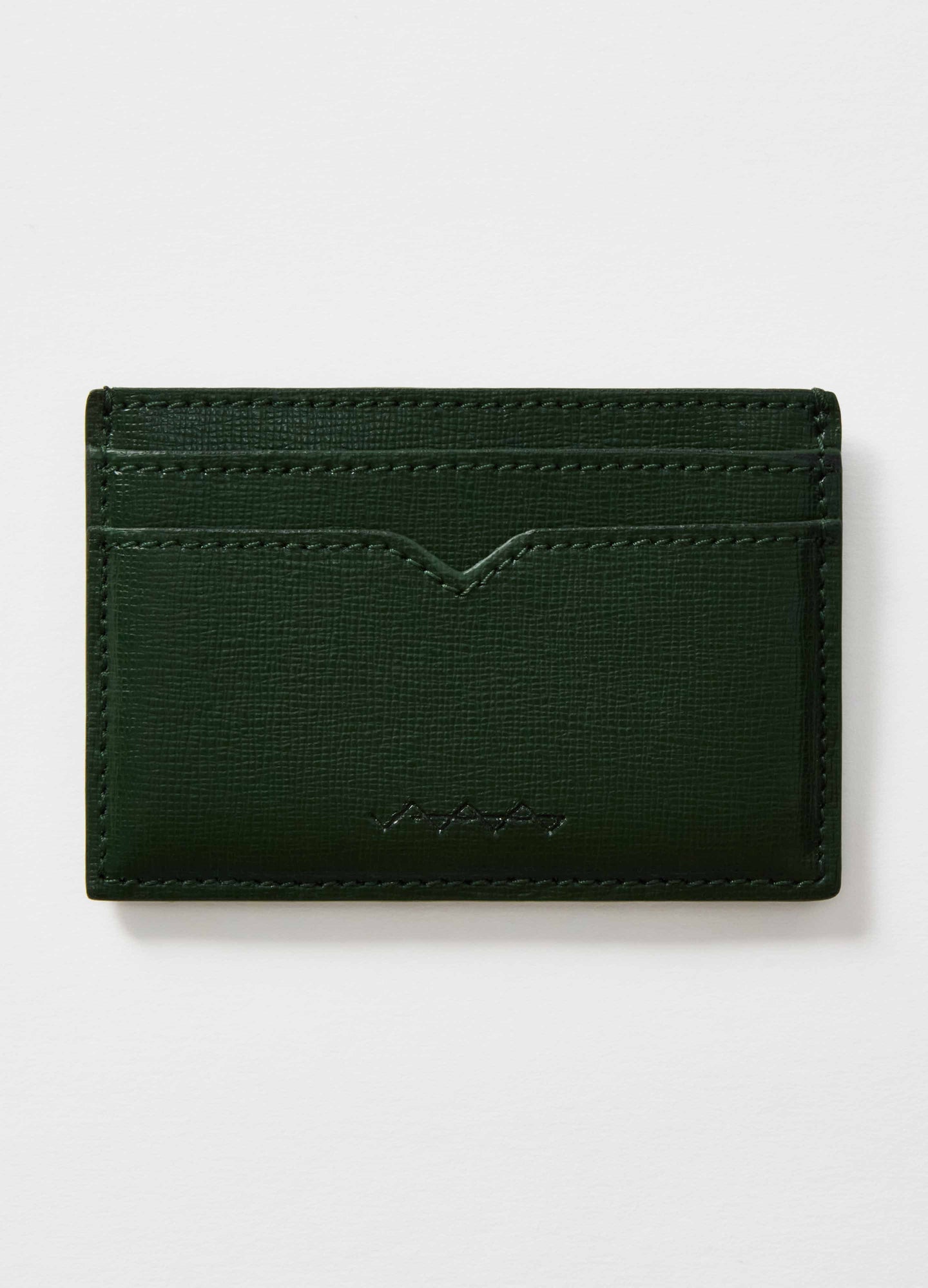 Saffiano Leather Credit Card Case - Bottle Green