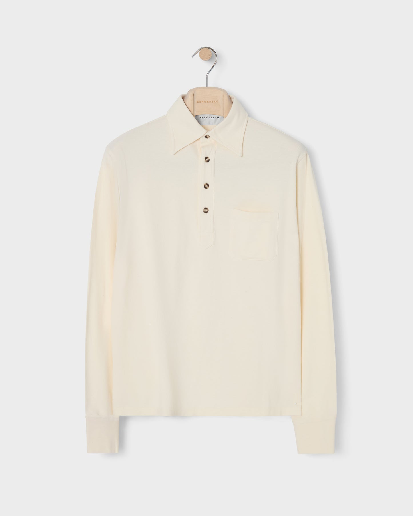Teddy Long Sleeve Polo Shirt - White Berg & Berg