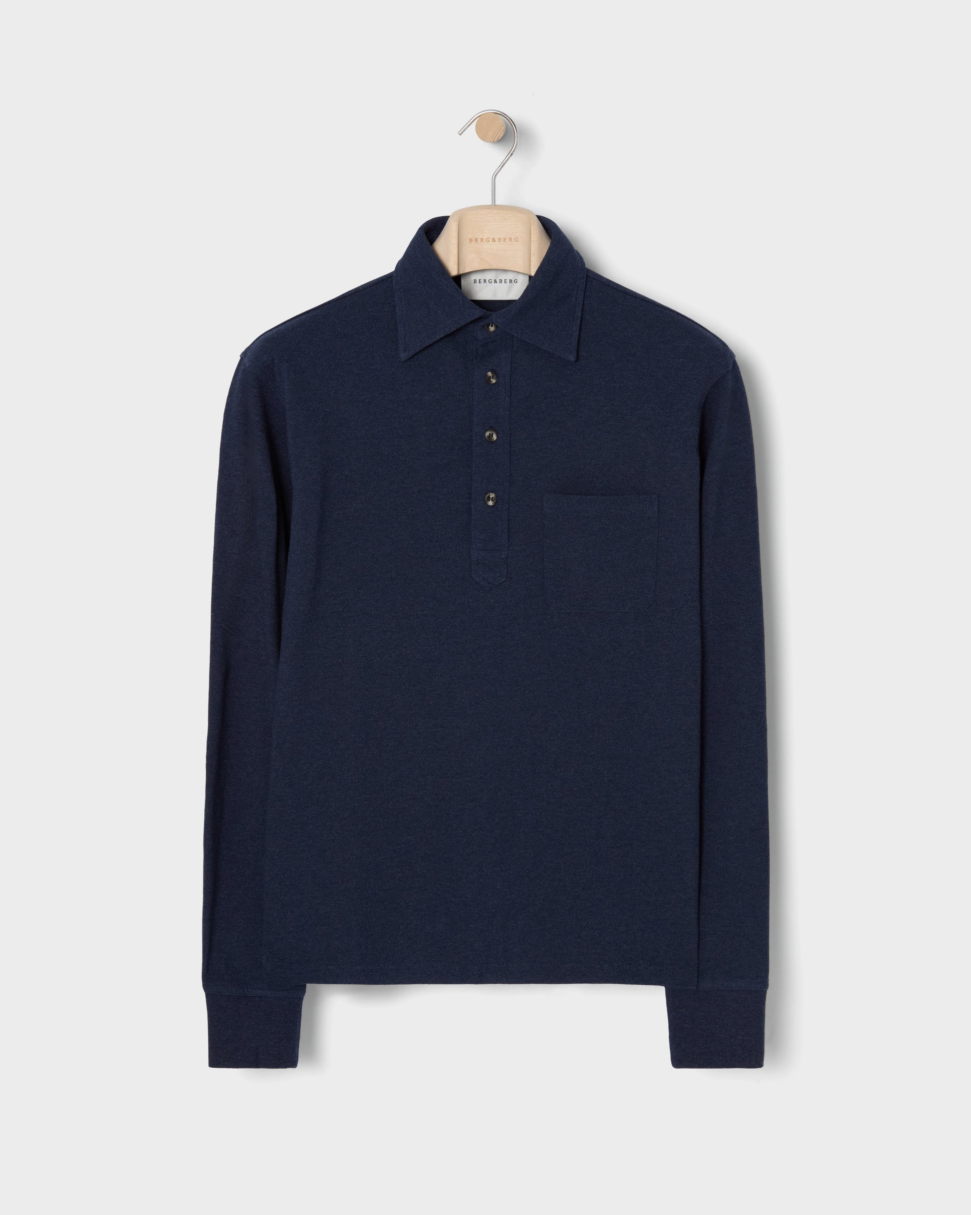Teddy Long Sleeve Polo Shirt - Navy Melange Berg & Berg