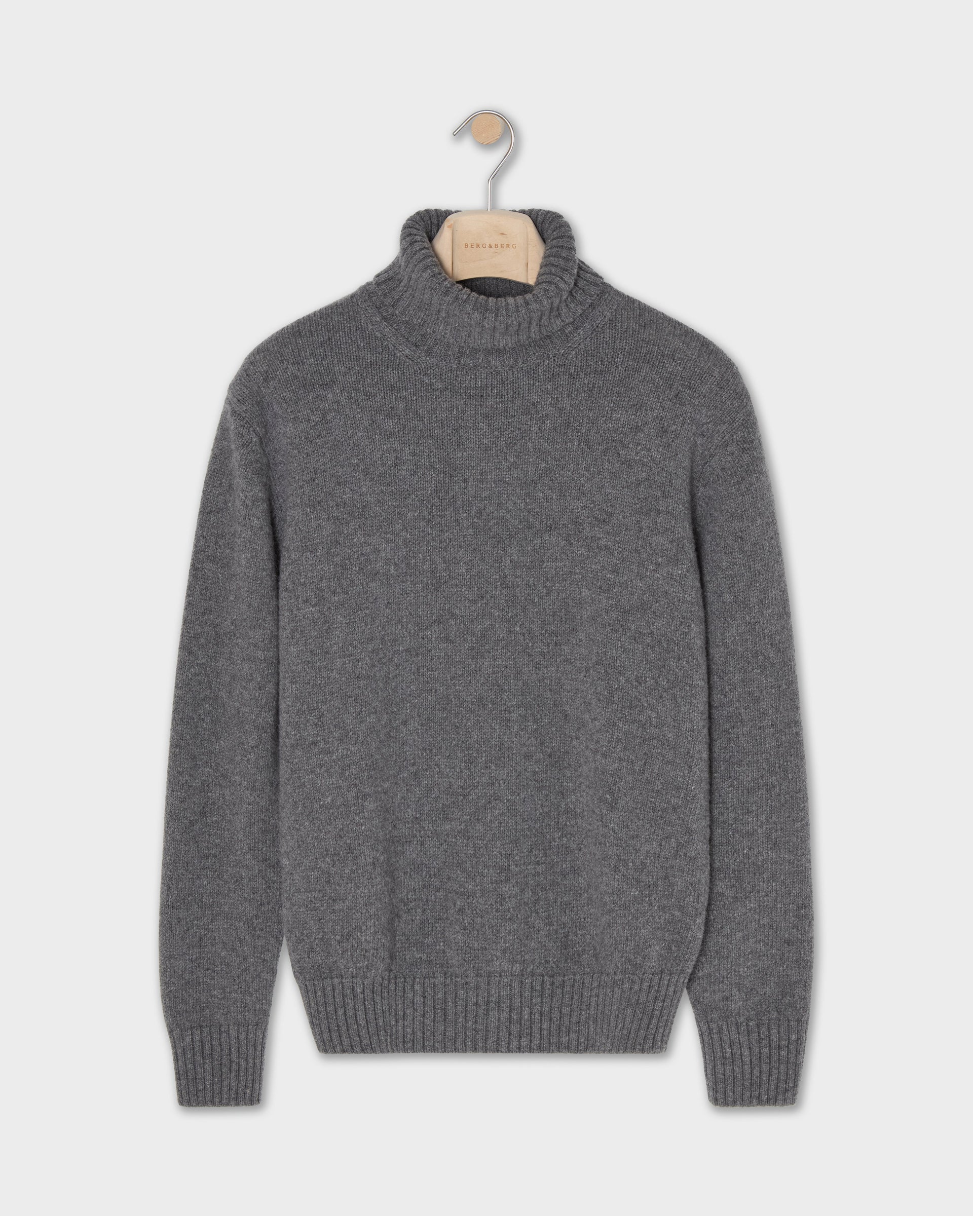 Bernhard Roll Neck Sweater - Mid Grey Melange | Berg & Berg