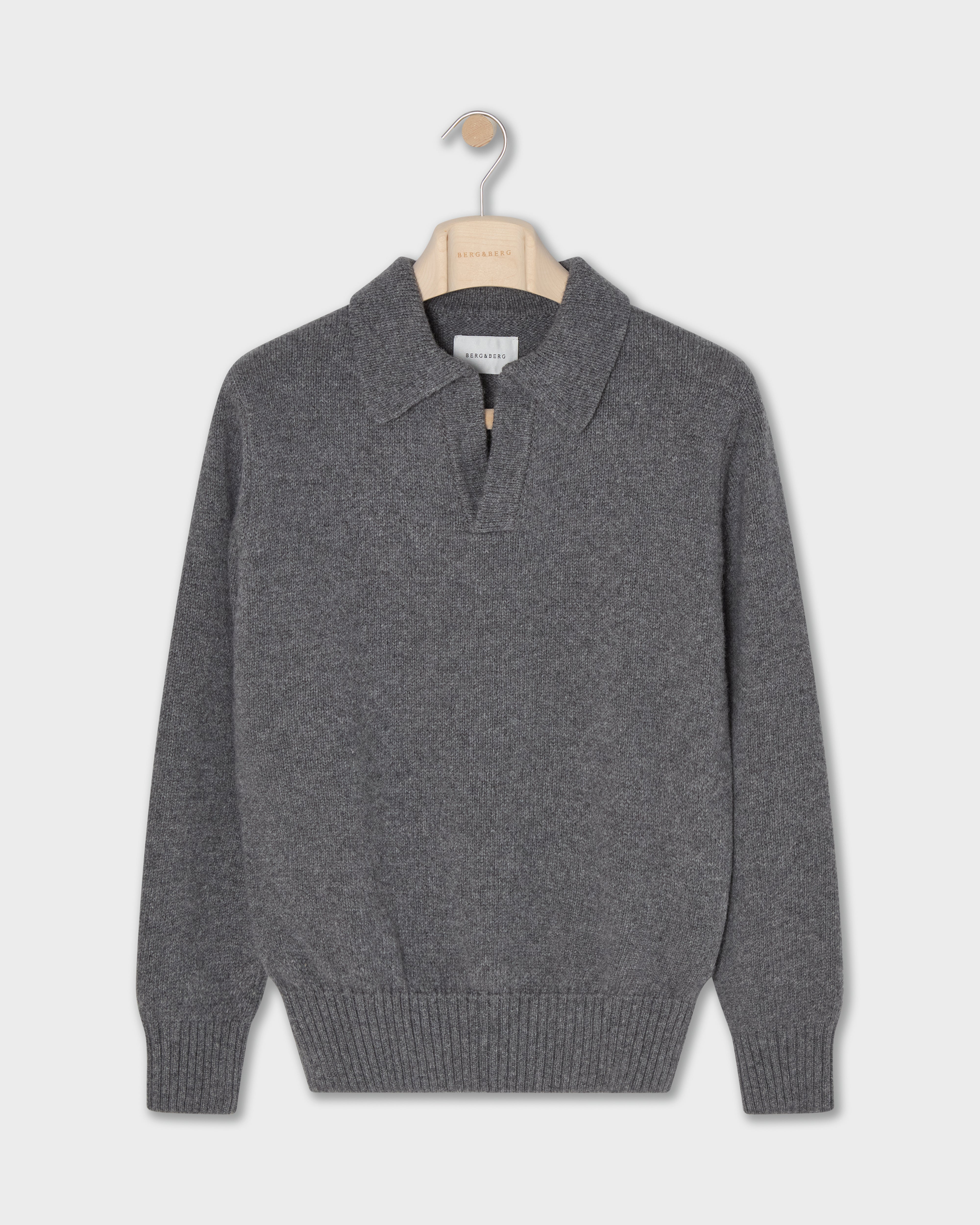Benny Wool/Cashmere Polo - Mid Grey Melange | Berg & Berg