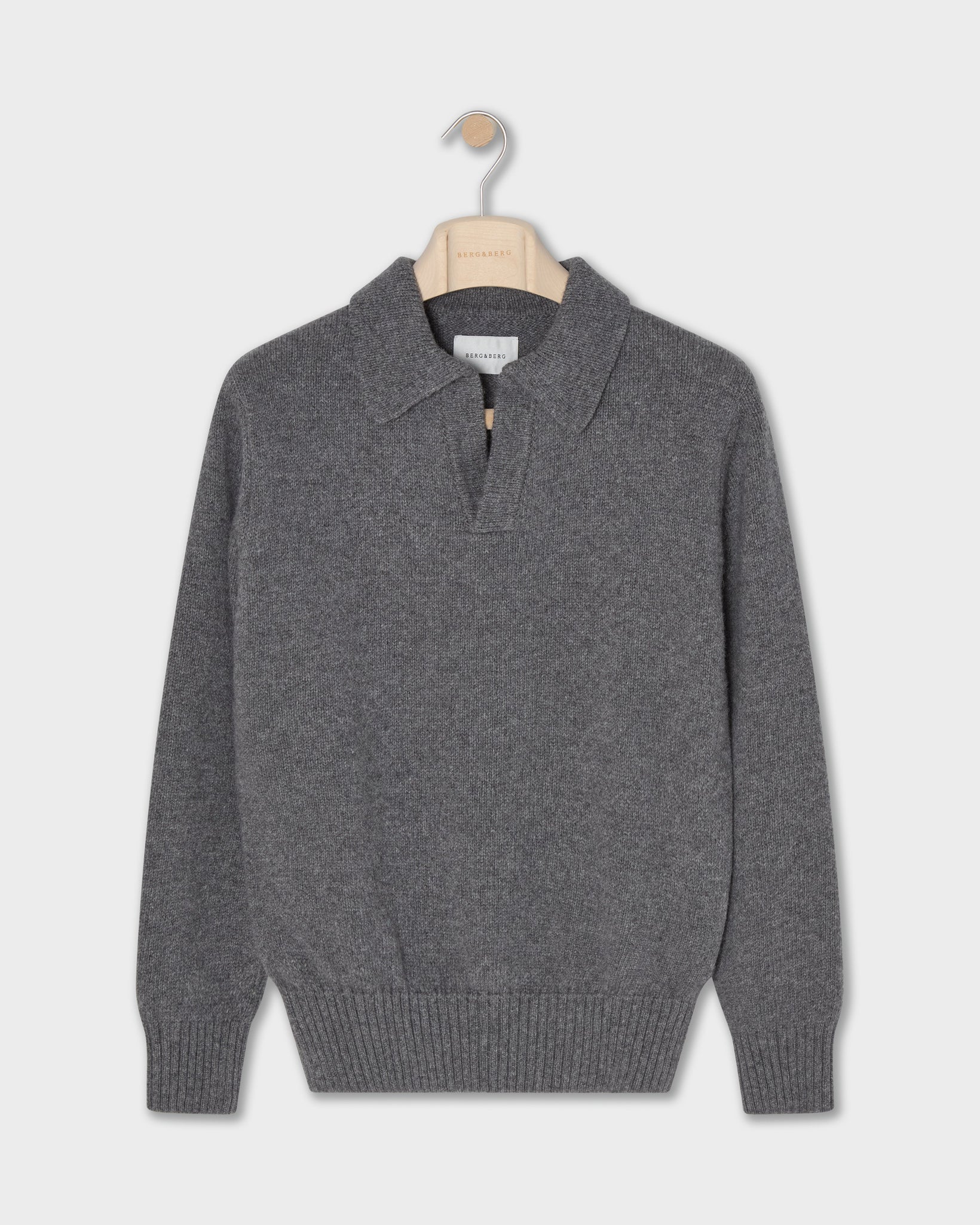 Benny Wool/Cashmere Polo - Mid Grey Melange | Berg & Berg