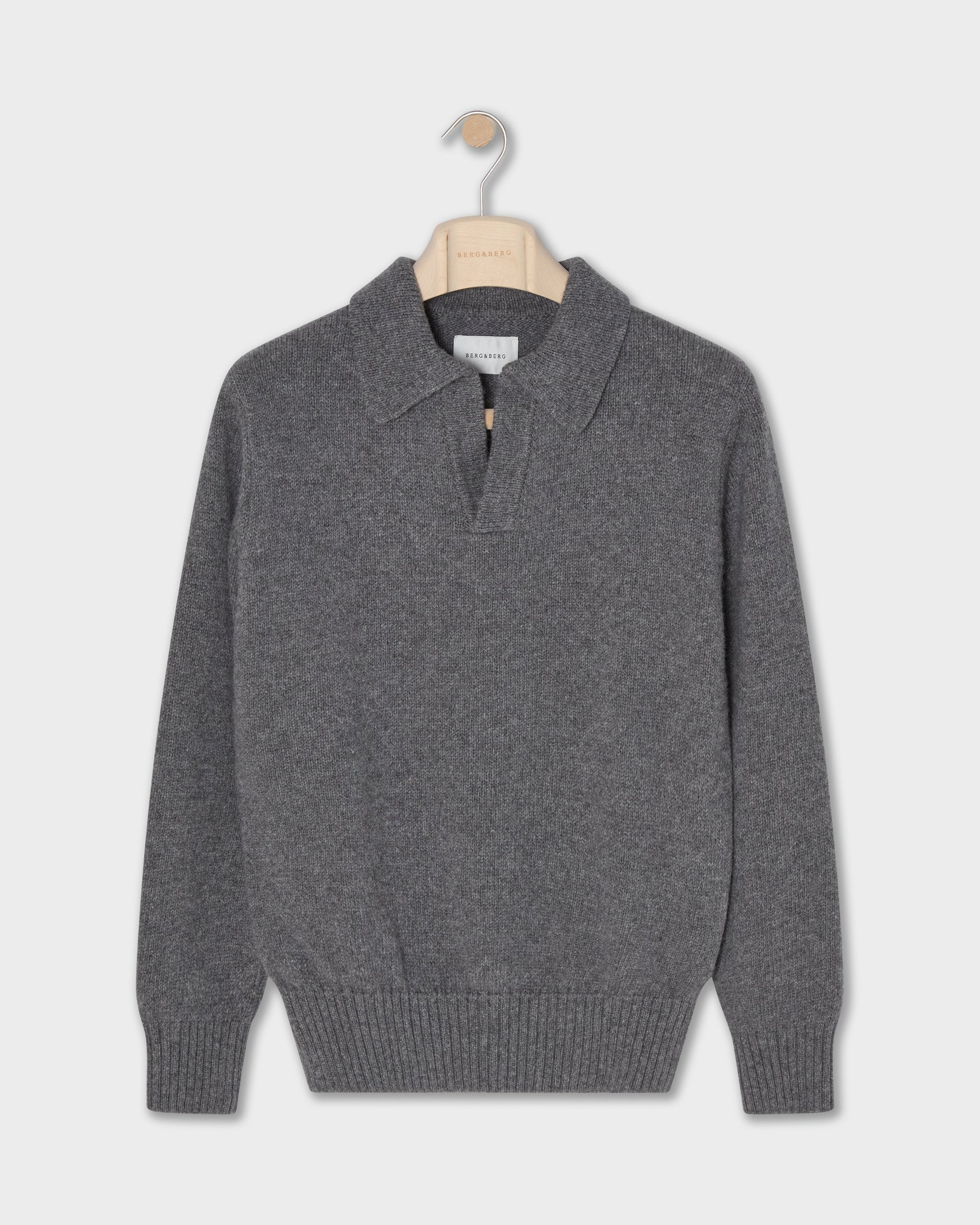 Benny Wool/Cashmere Polo - Mid Grey Melange | Berg & Berg