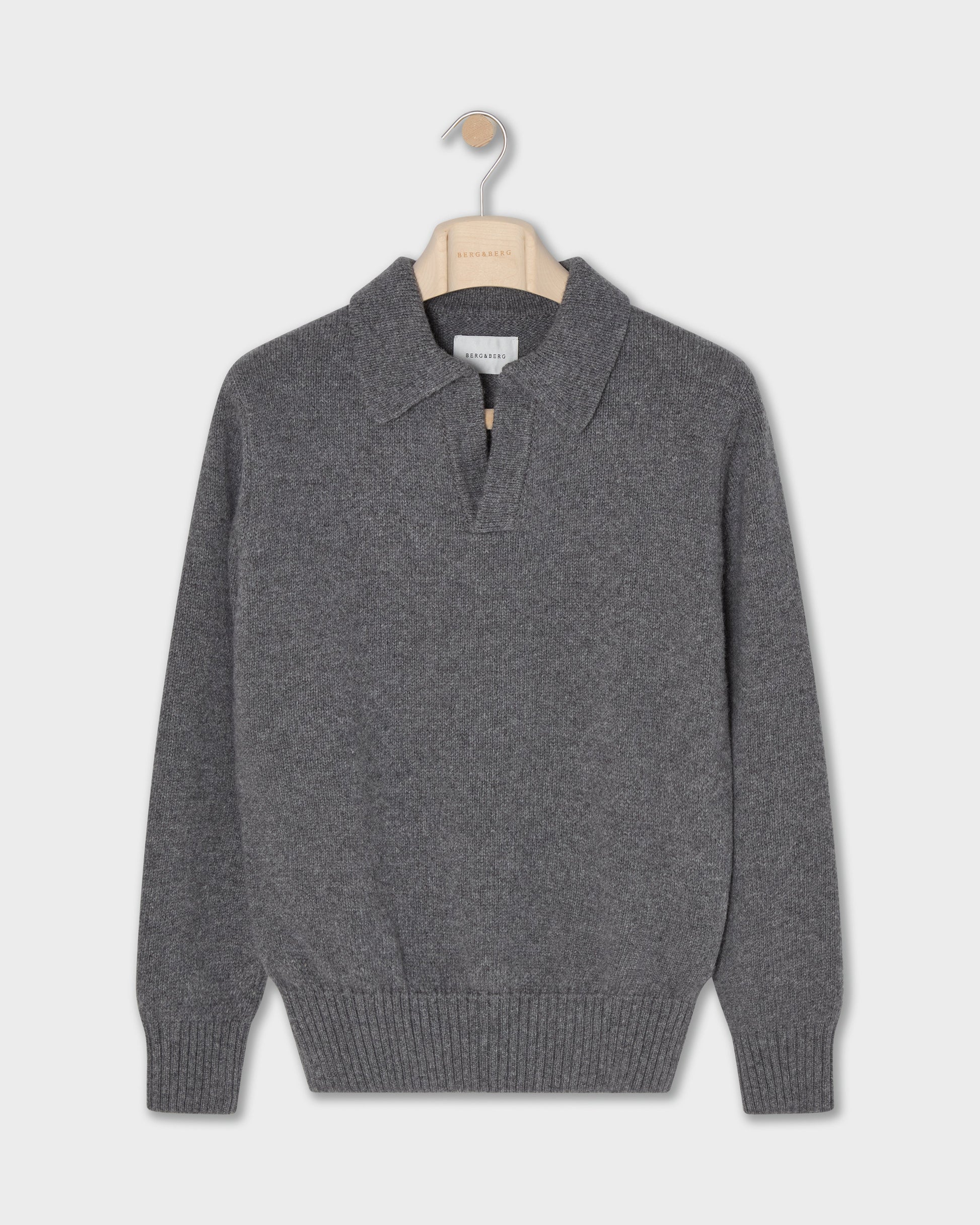Benny Wool/Cashmere Polo - Mid Grey Melange | Berg & Berg