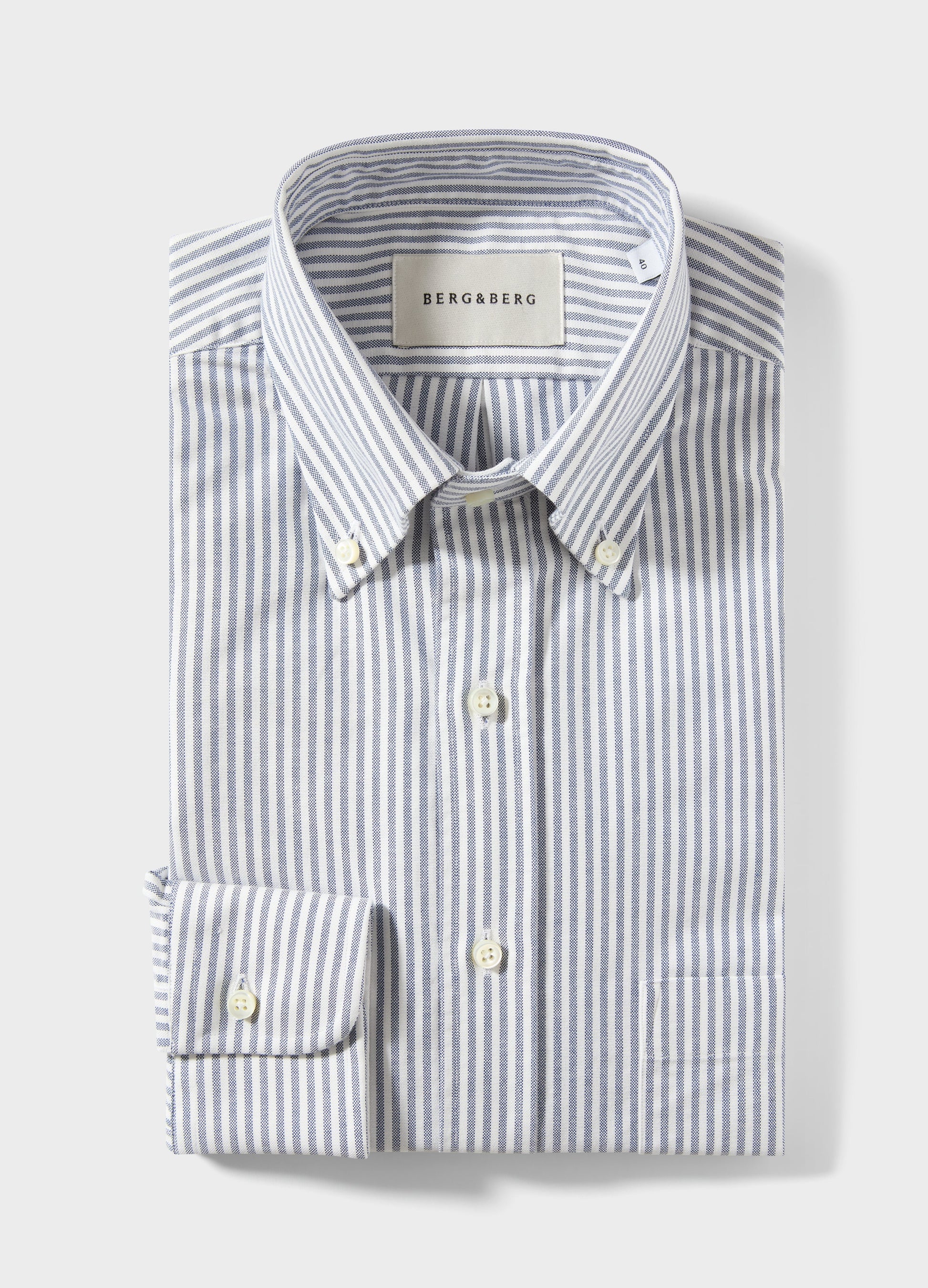 Ferdinand Oxford Button Down Shirt - White/Navy Berg & Berg