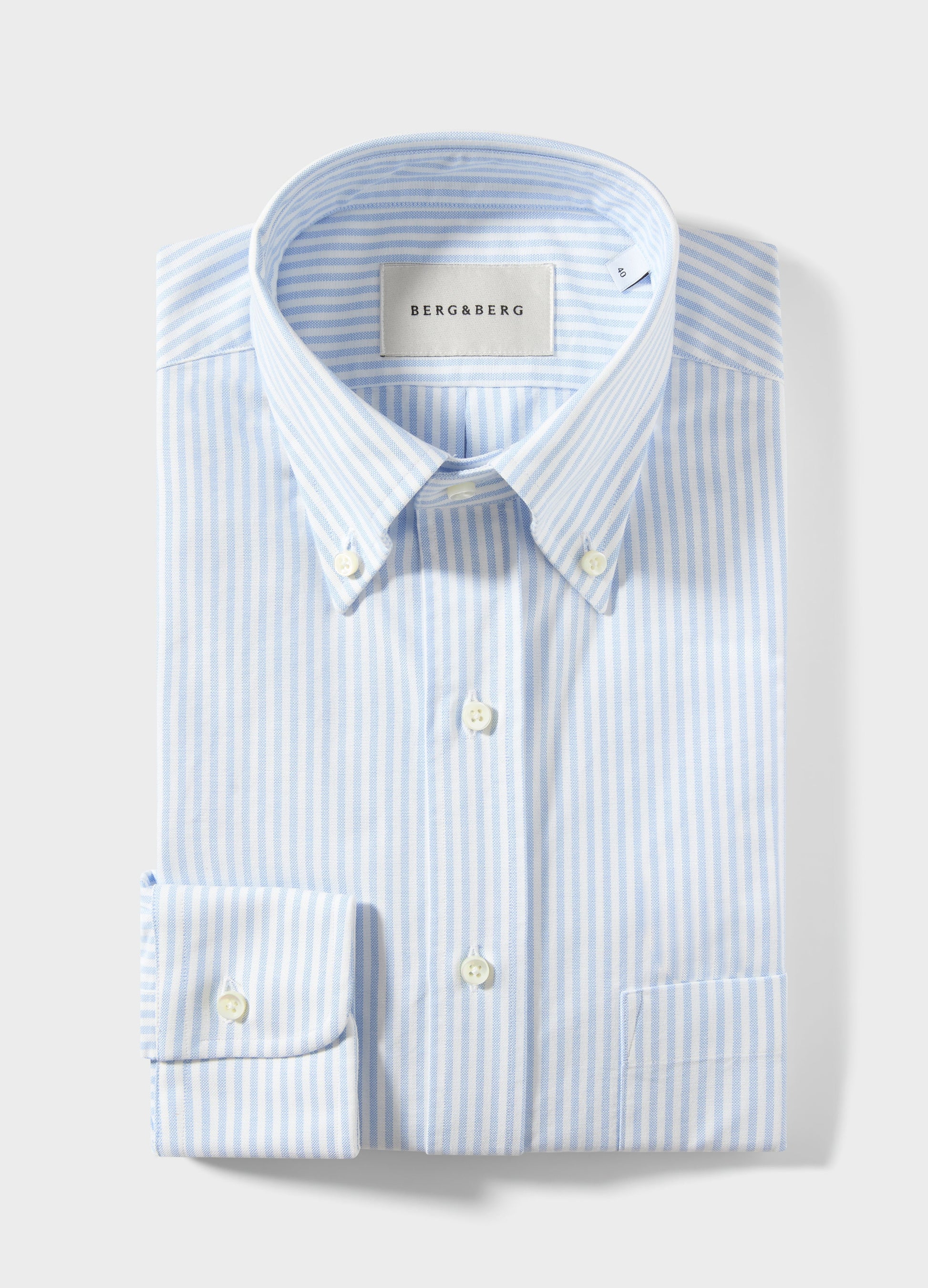 Ferdinand Oxford Button Down Shirt - White/Light Blue Berg & Berg