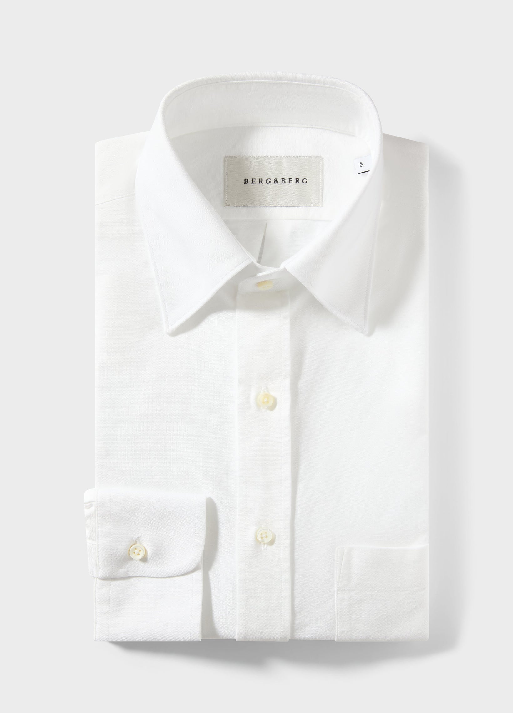 Fabian Oxford Turndown Collar Shirt - White Berg & Berg