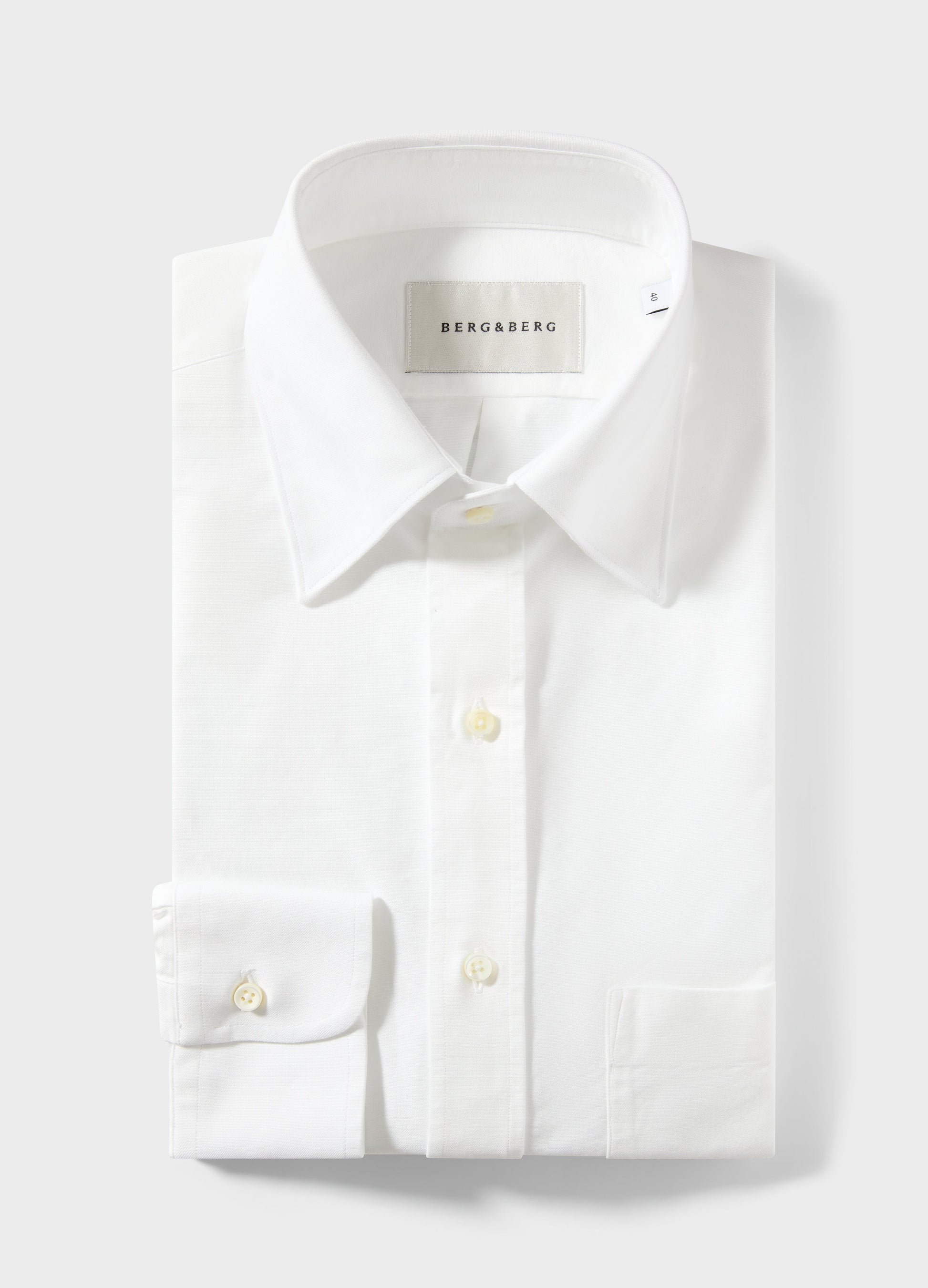 Fabian Oxford Turndown Collar Shirt - White Berg & Berg