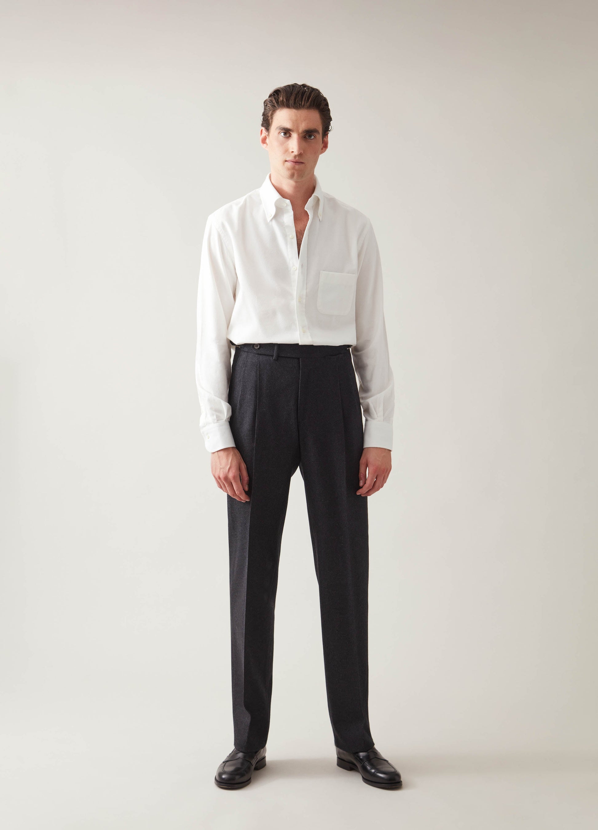 Antonio Flannel Trousers - Charcoal | Berg & Berg