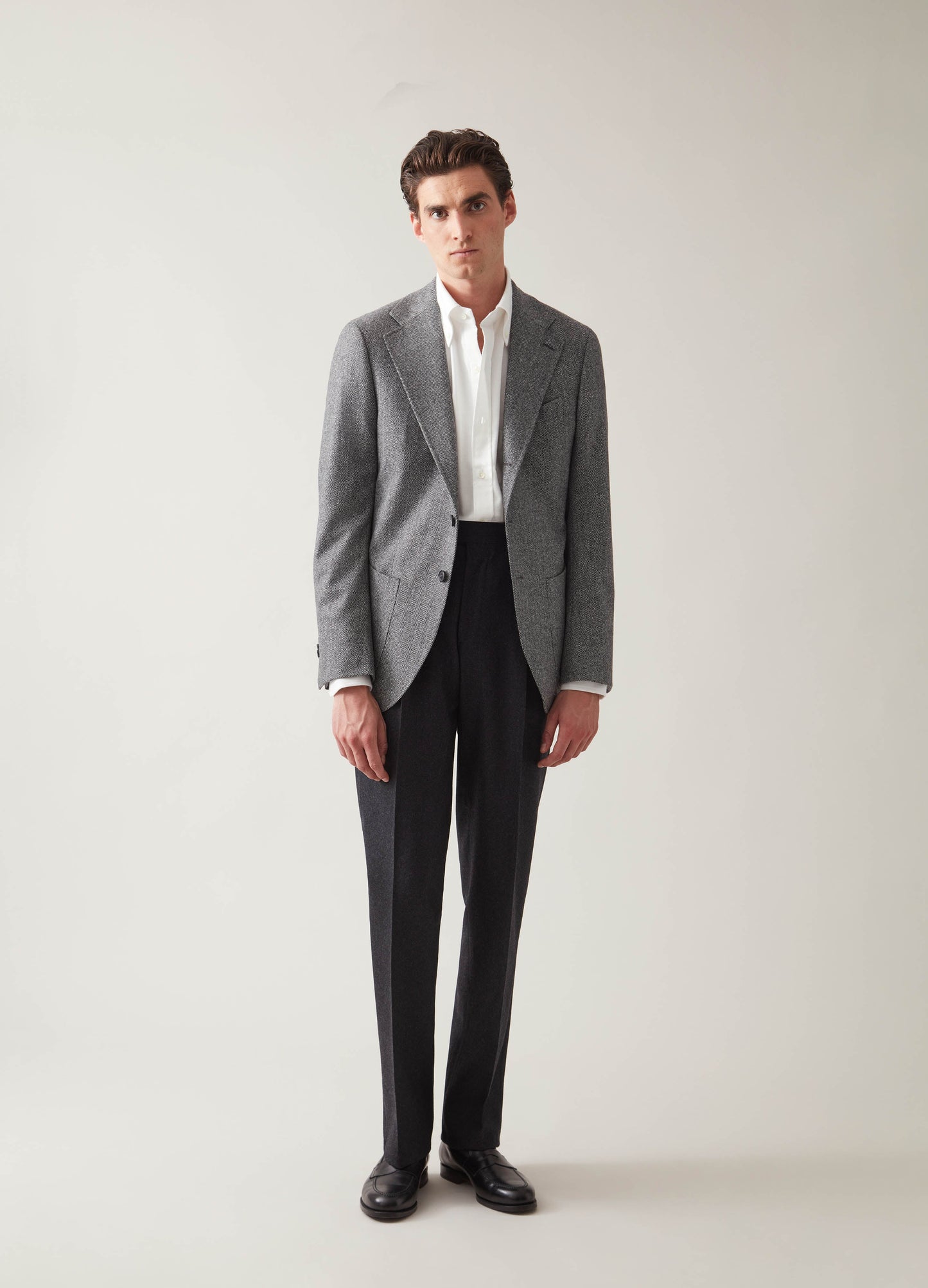 Dan Sport Wool/Cashmere Blazer - Black/White Herringbone | Berg & Berg
