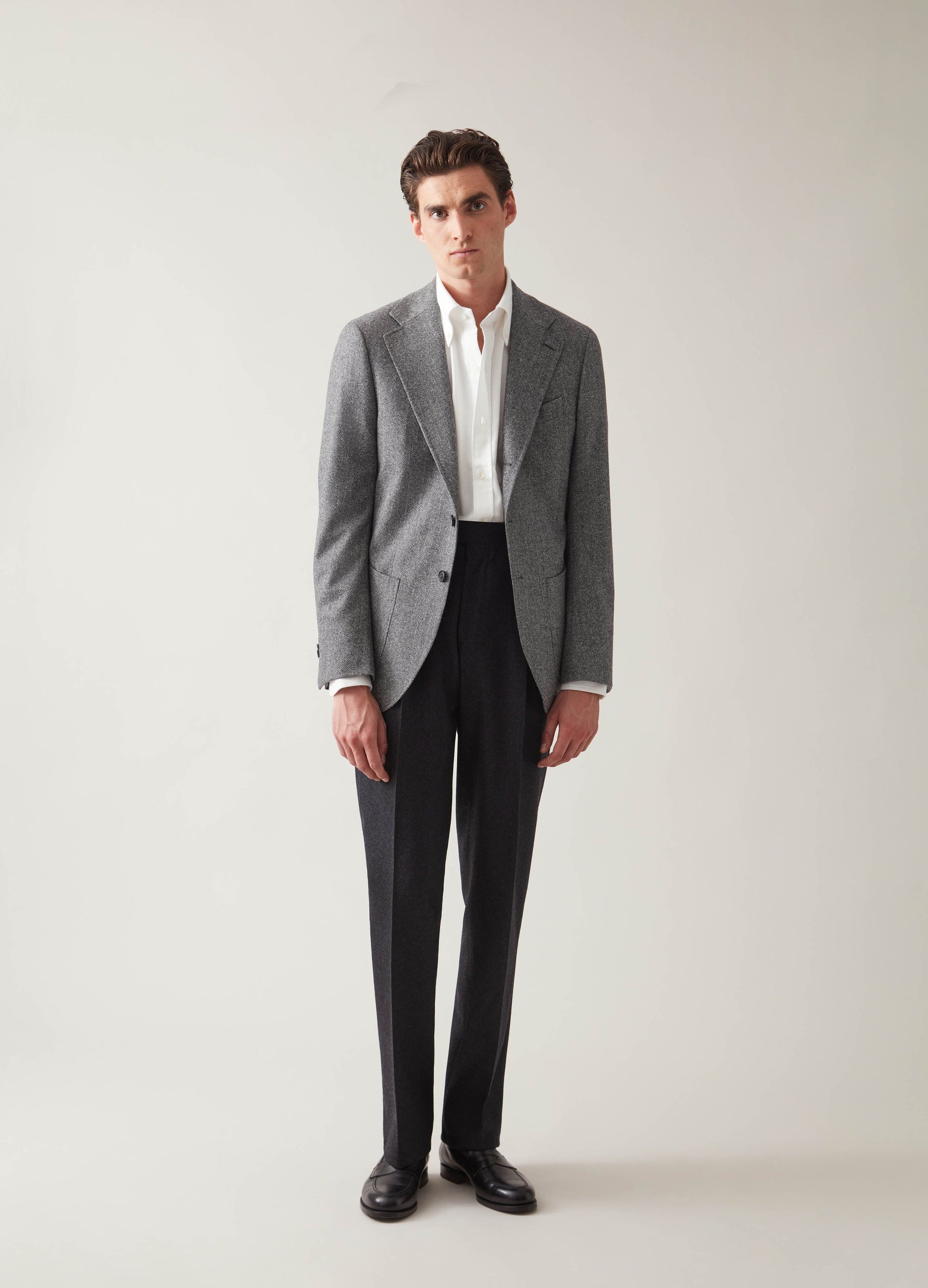 Dan Sport Wool/Cashmere Blazer - Black/White Herringbone | Berg & Berg