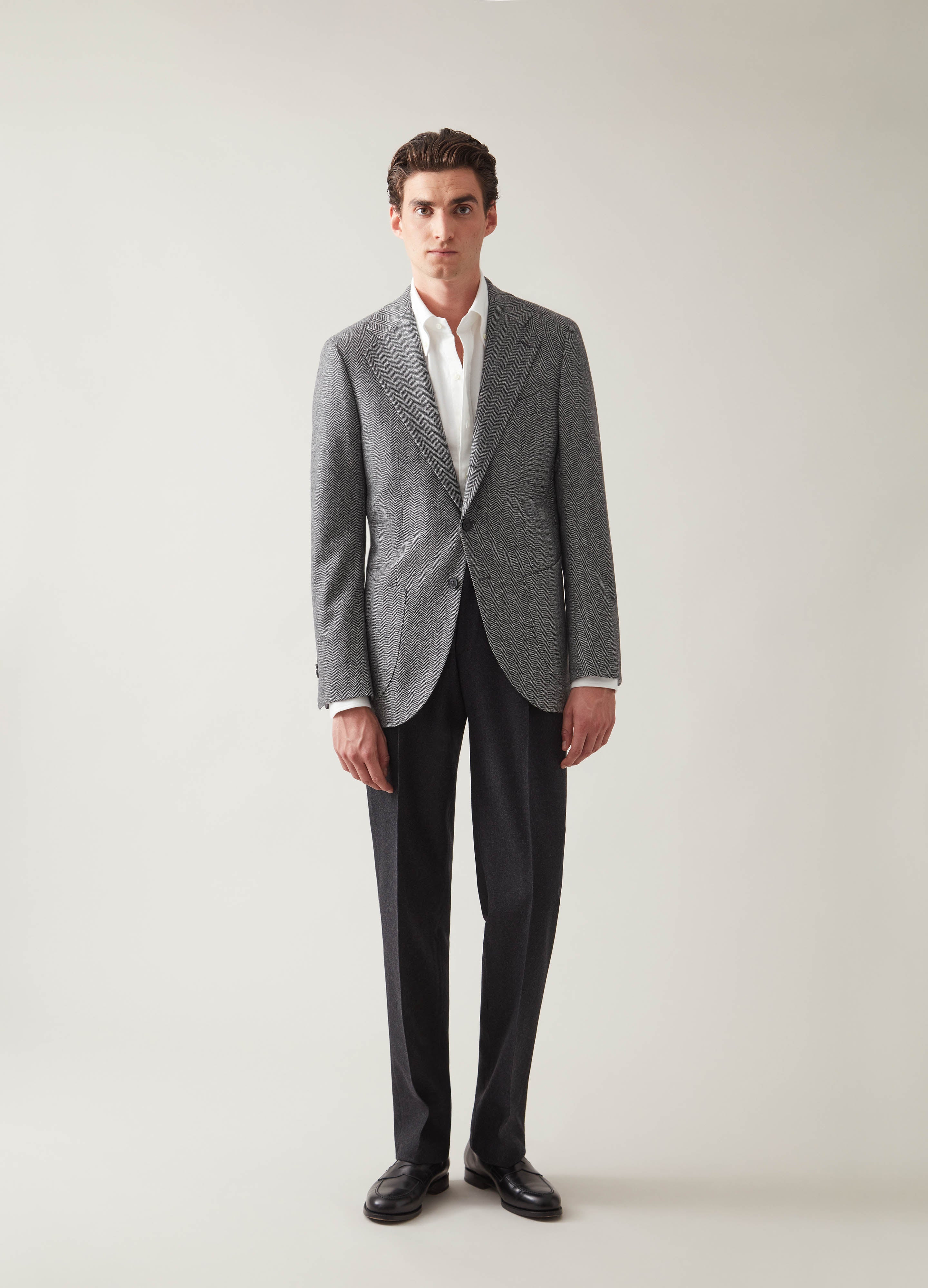 Dan Sport Wool/Cashmere Blazer - Black/White Herringbone | Berg & Berg