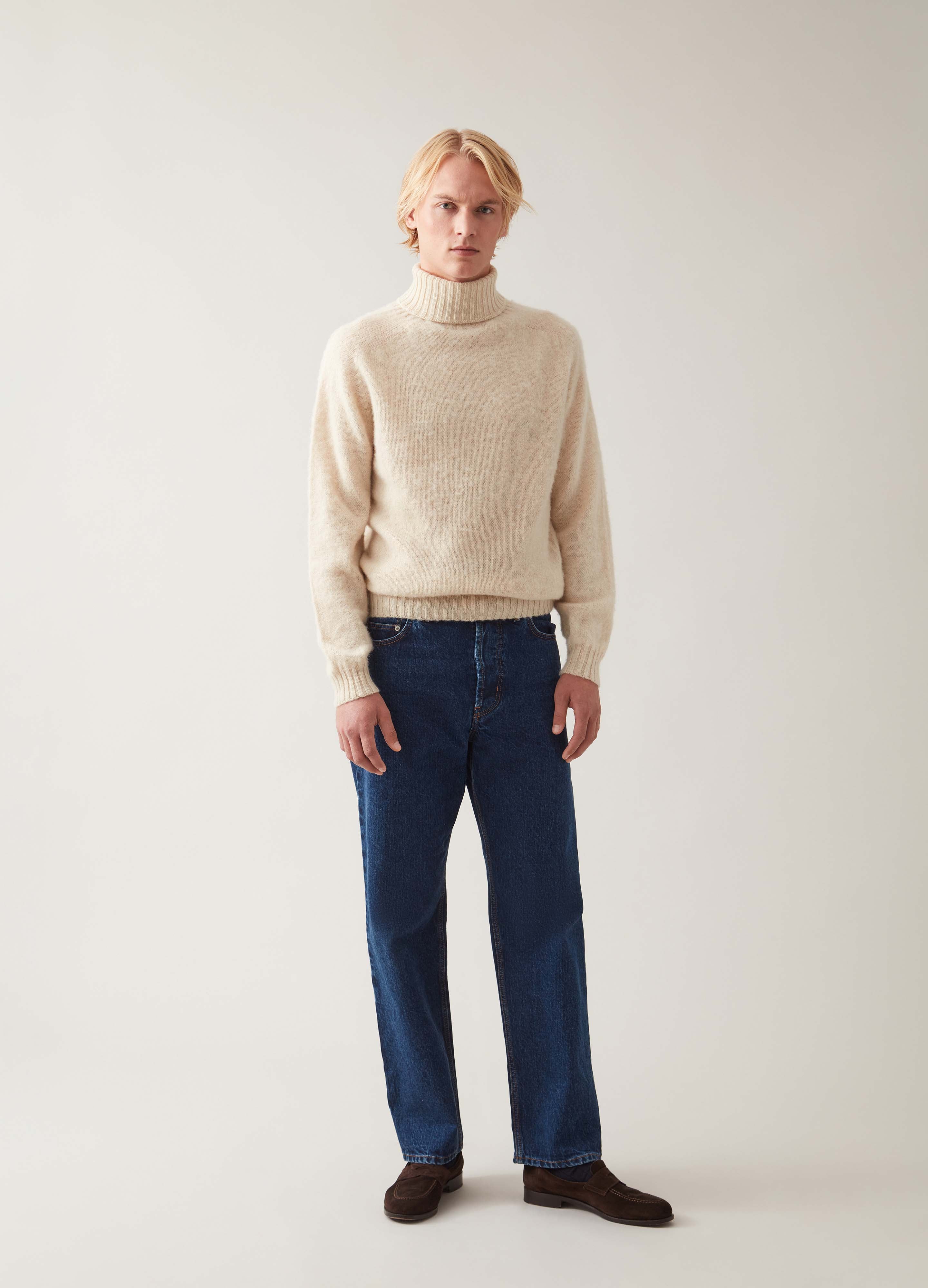 Bosse Shaggy Roll Neck - Cream | Berg & Berg