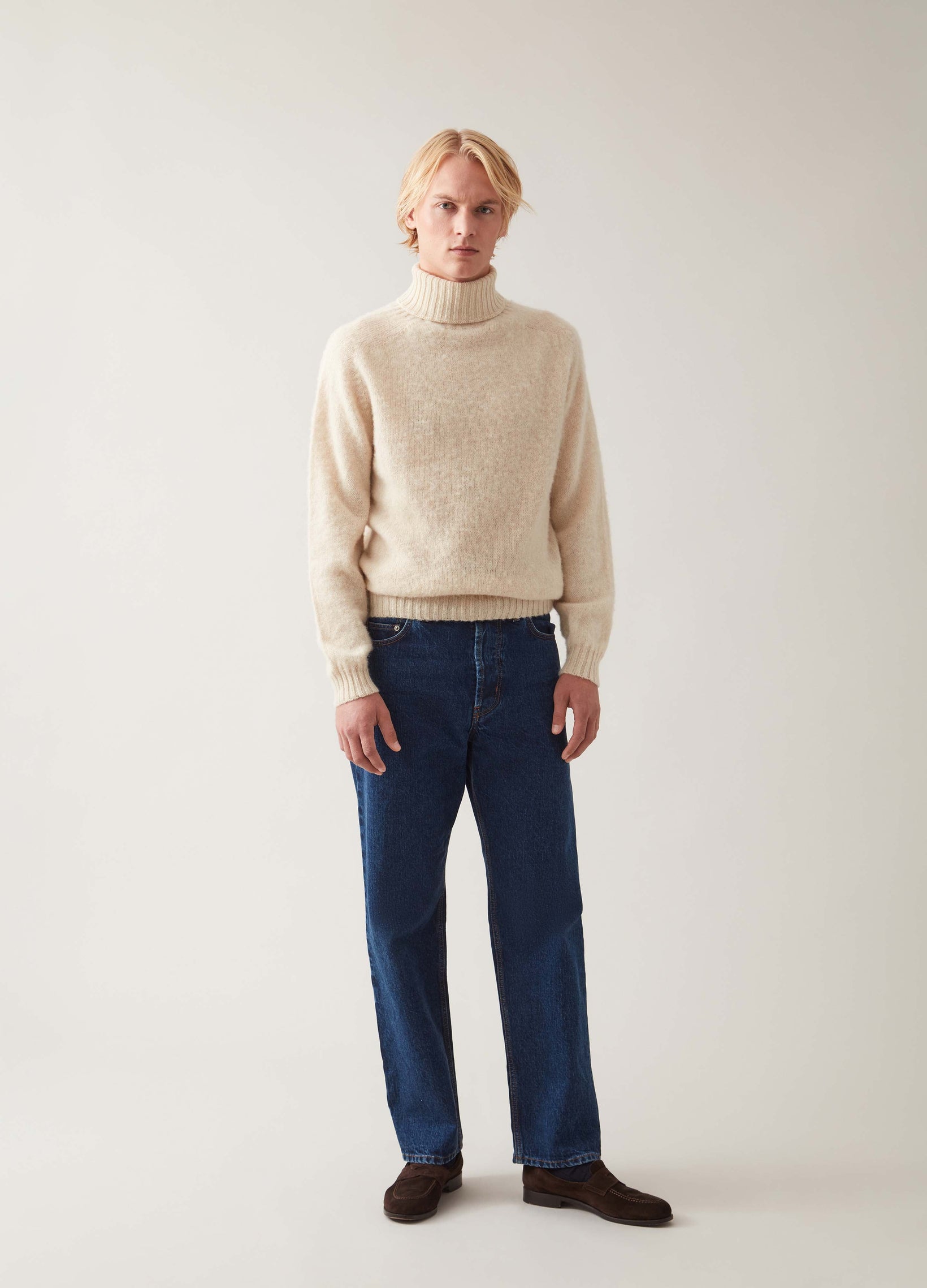 Bosse Shaggy Roll Neck - Cream | Berg & Berg