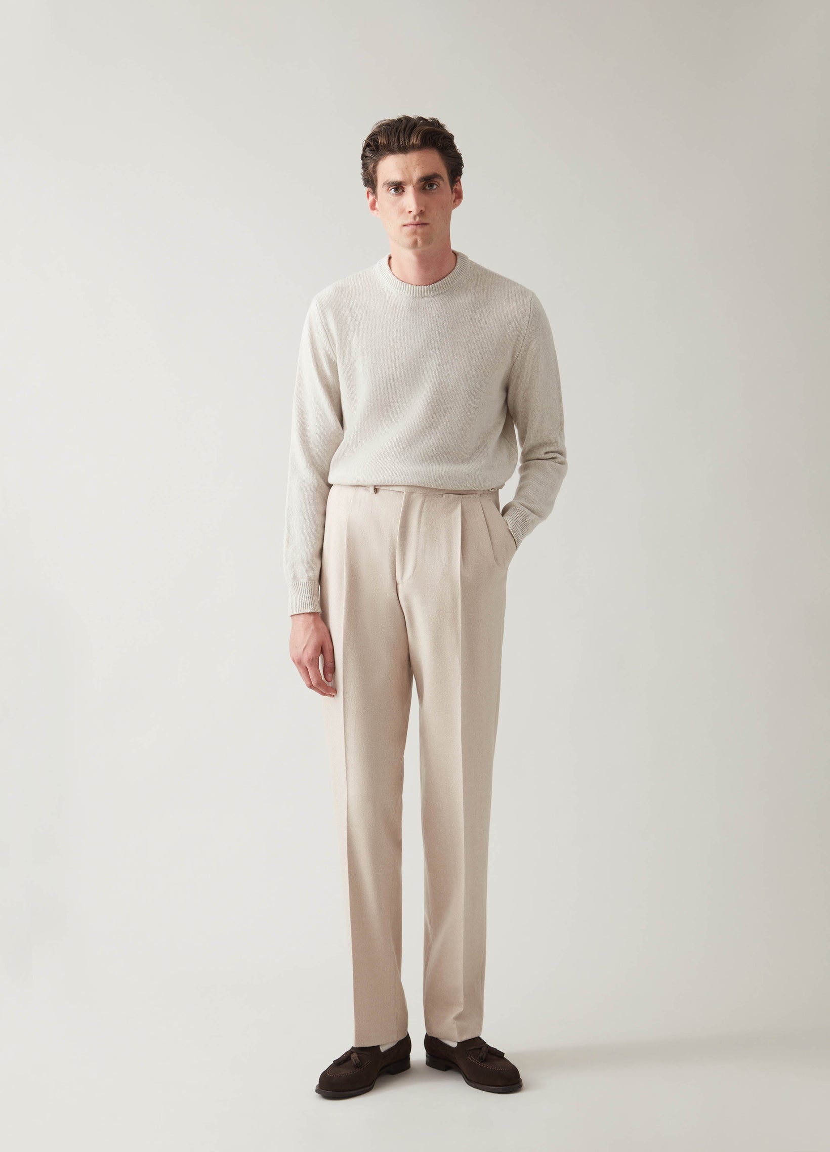 Antonio Flannel Trousers - Sand | Berg & Berg