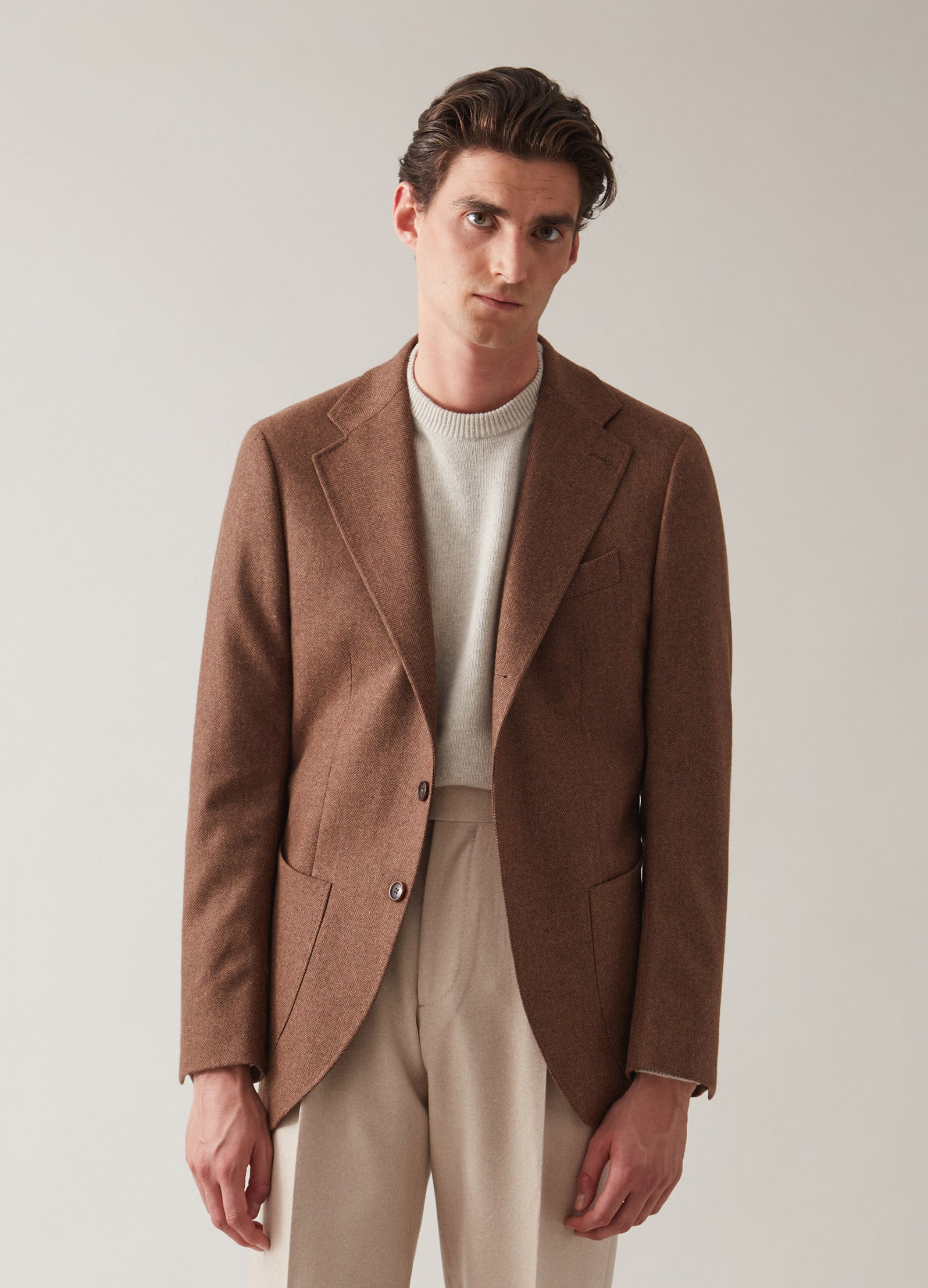 Dan Sport Tweed Blazer - Brown Herringbone Berg & Berg