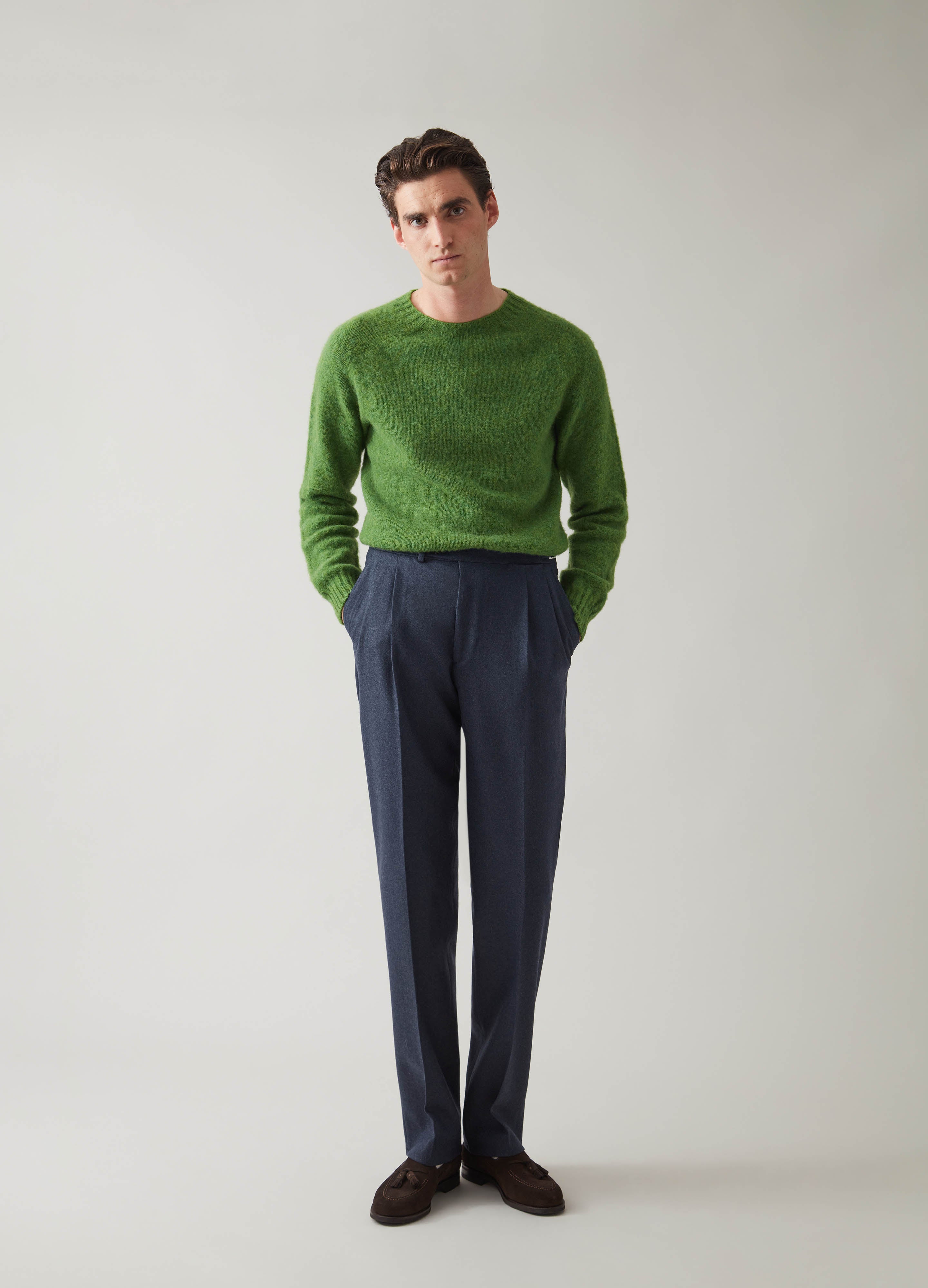 Antonio Flannel Trousers - Air Force Blue | Berg & Berg