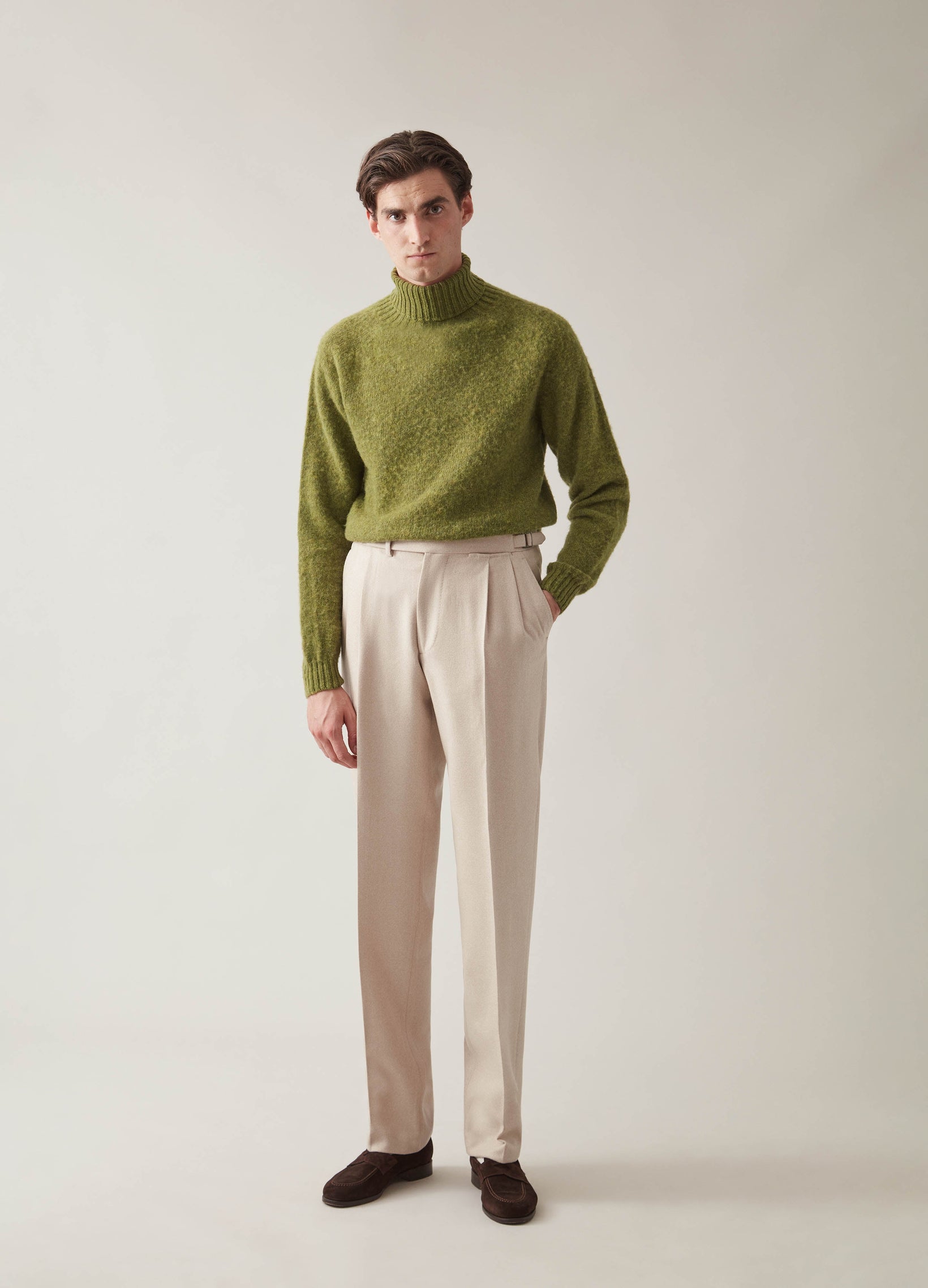 Bosse Shaggy Roll Neck - Olive | Berg & Berg