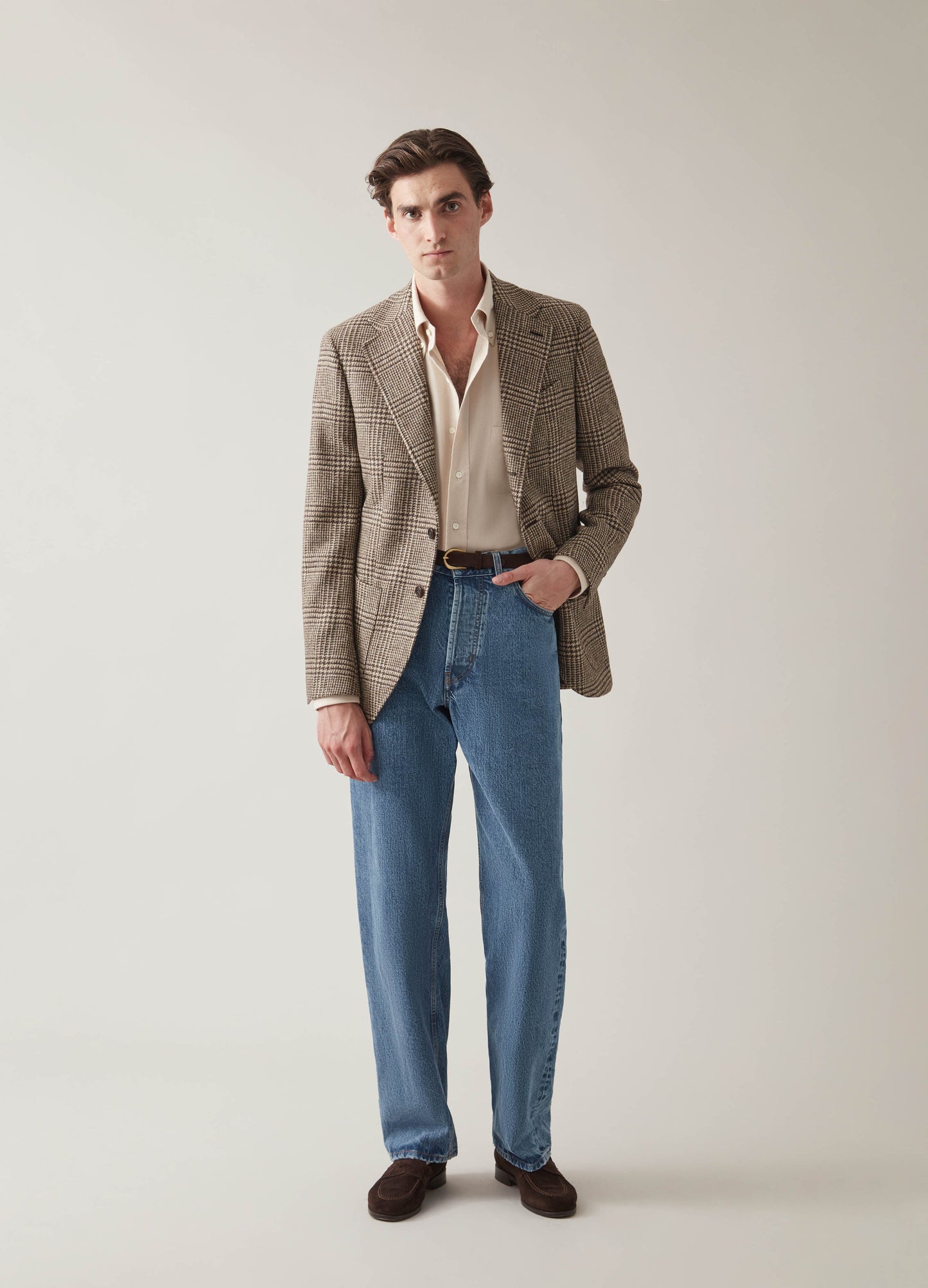 Dan Sport Tweed Blazer - Brown/Oat Glencheck | Berg & Berg