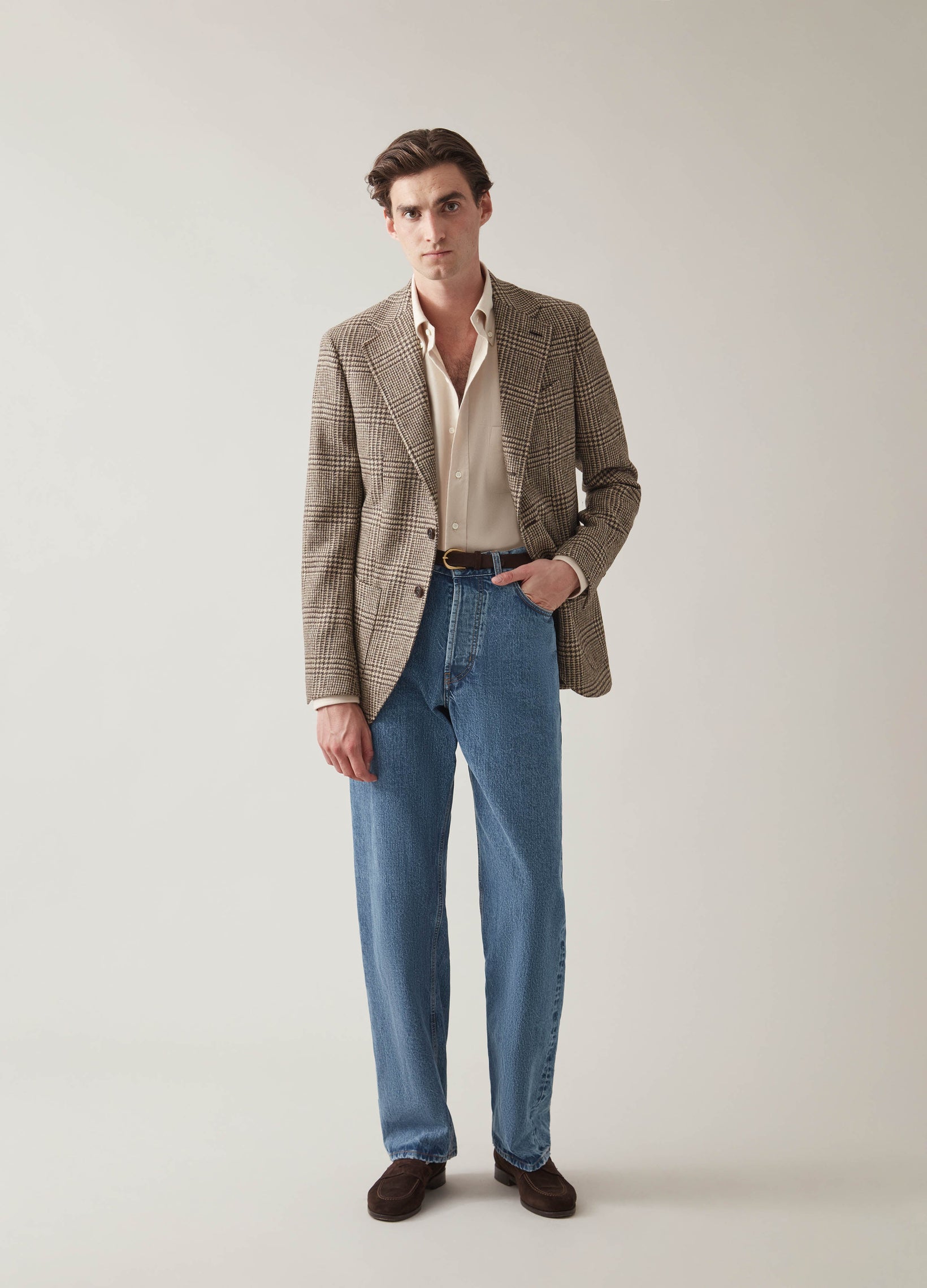 Dan Sport Tweed Blazer - Brown/Oat Glencheck | Berg & Berg