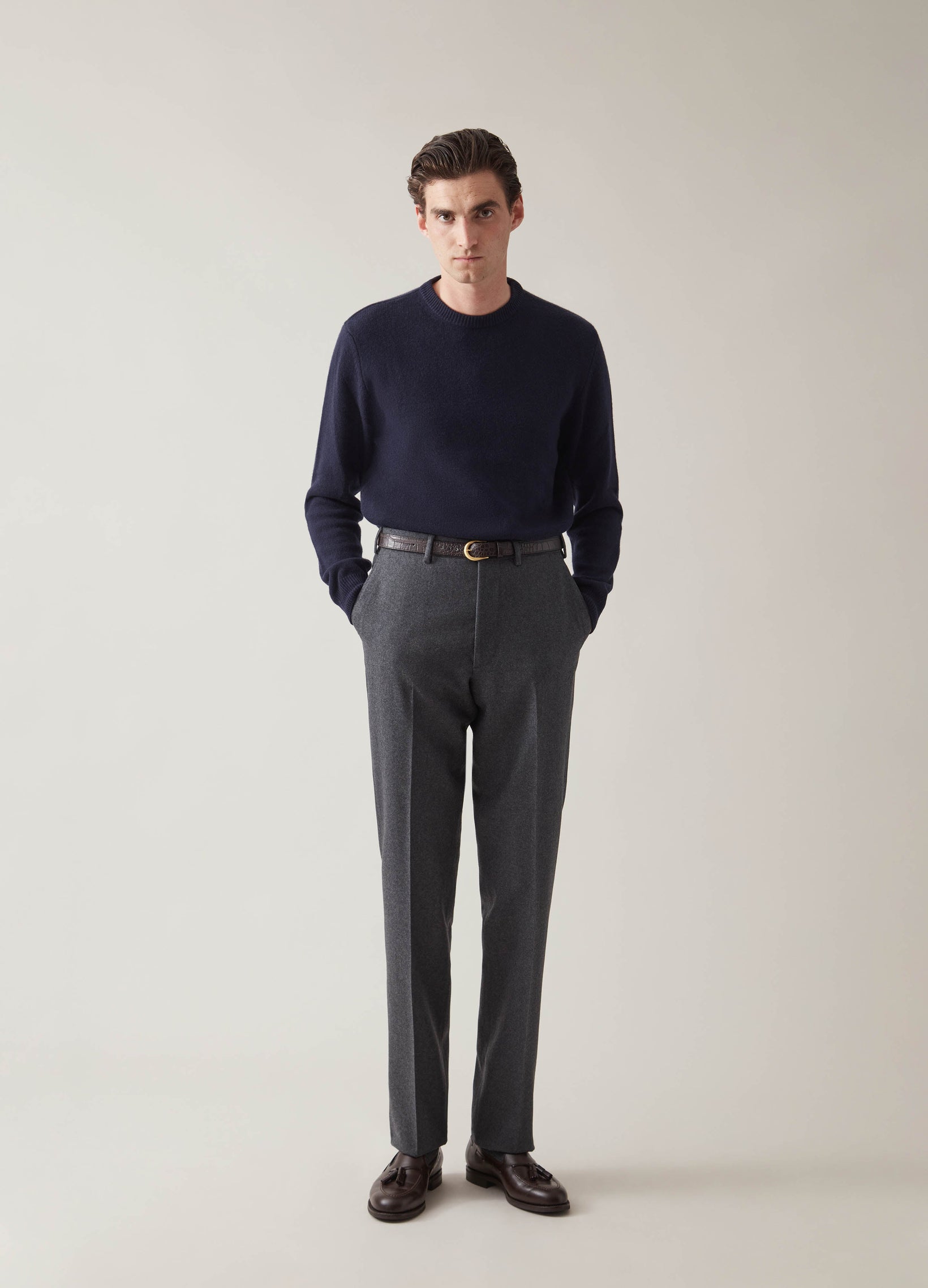 Alf Flannel Trousers - Mid Grey | Berg & Berg